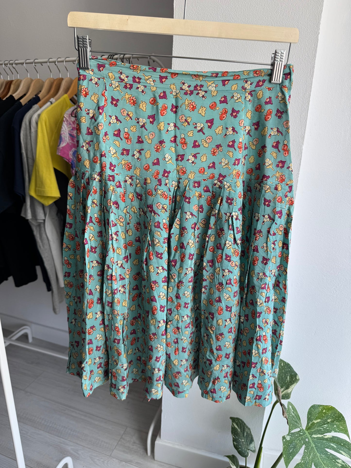 ☀️ Fustă Vintage Floral cu Print – Approx. XS–S Damă