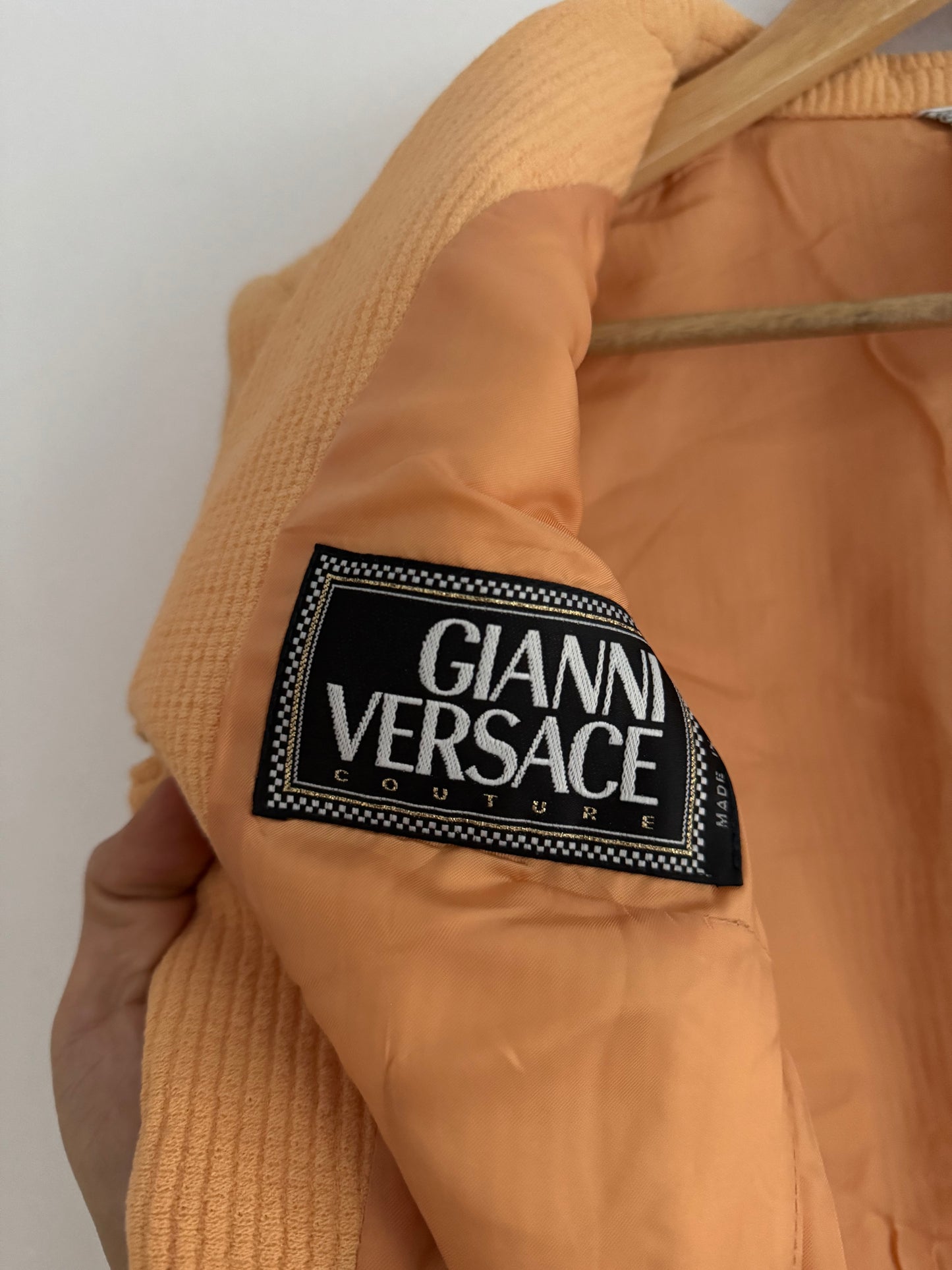 🐍 Sacou Gianni Versace Couture 1995 – Portocaliu Deschis – XS/S Femei