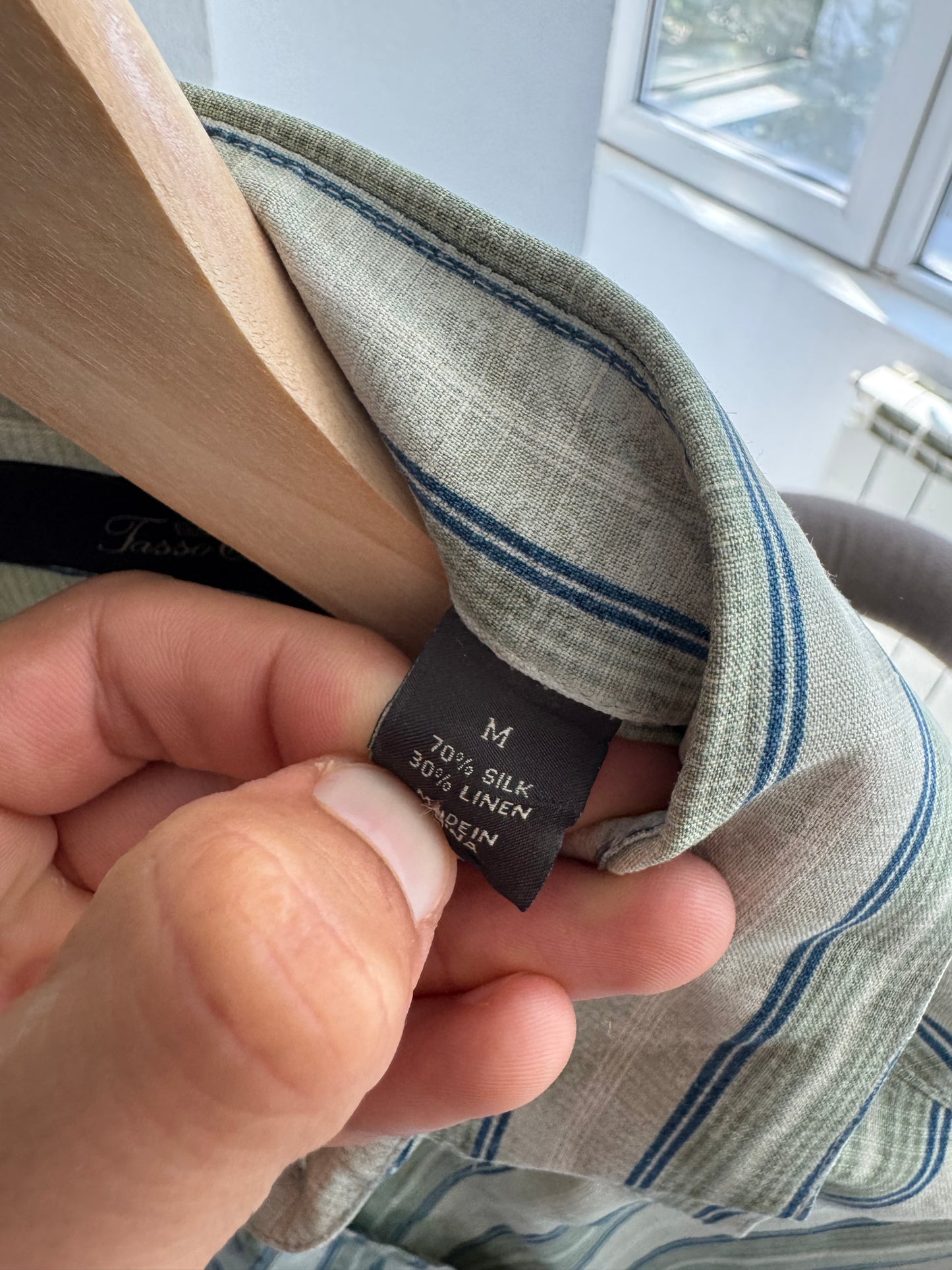 ☀️ Cămașă Mânecă Scurtă Dungi Blend Mătase & In Oversized – M Bărbați