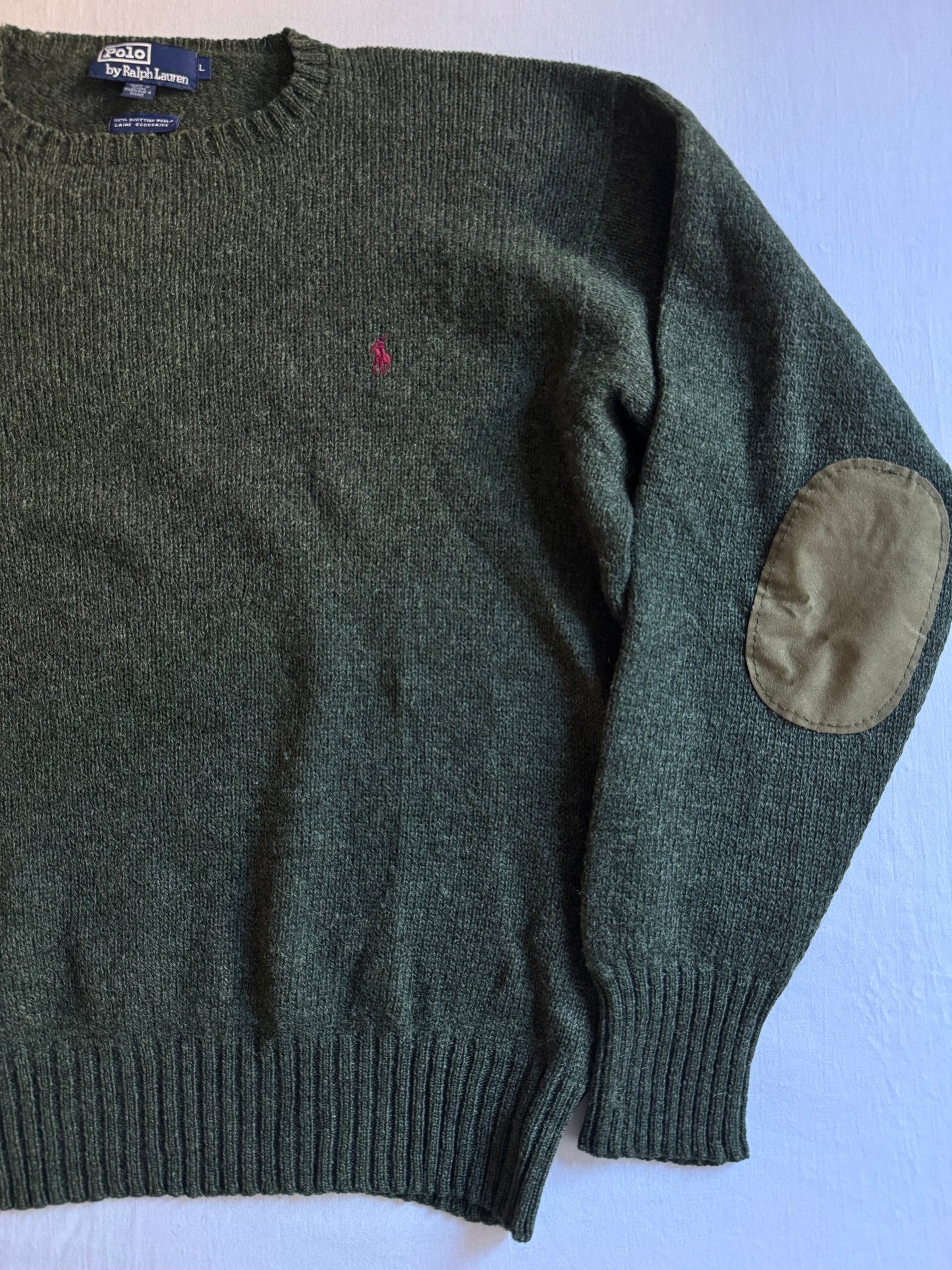 🐴 🧶 Pulover vintage Ralph Lauren Polo – verde închis – mărimea L