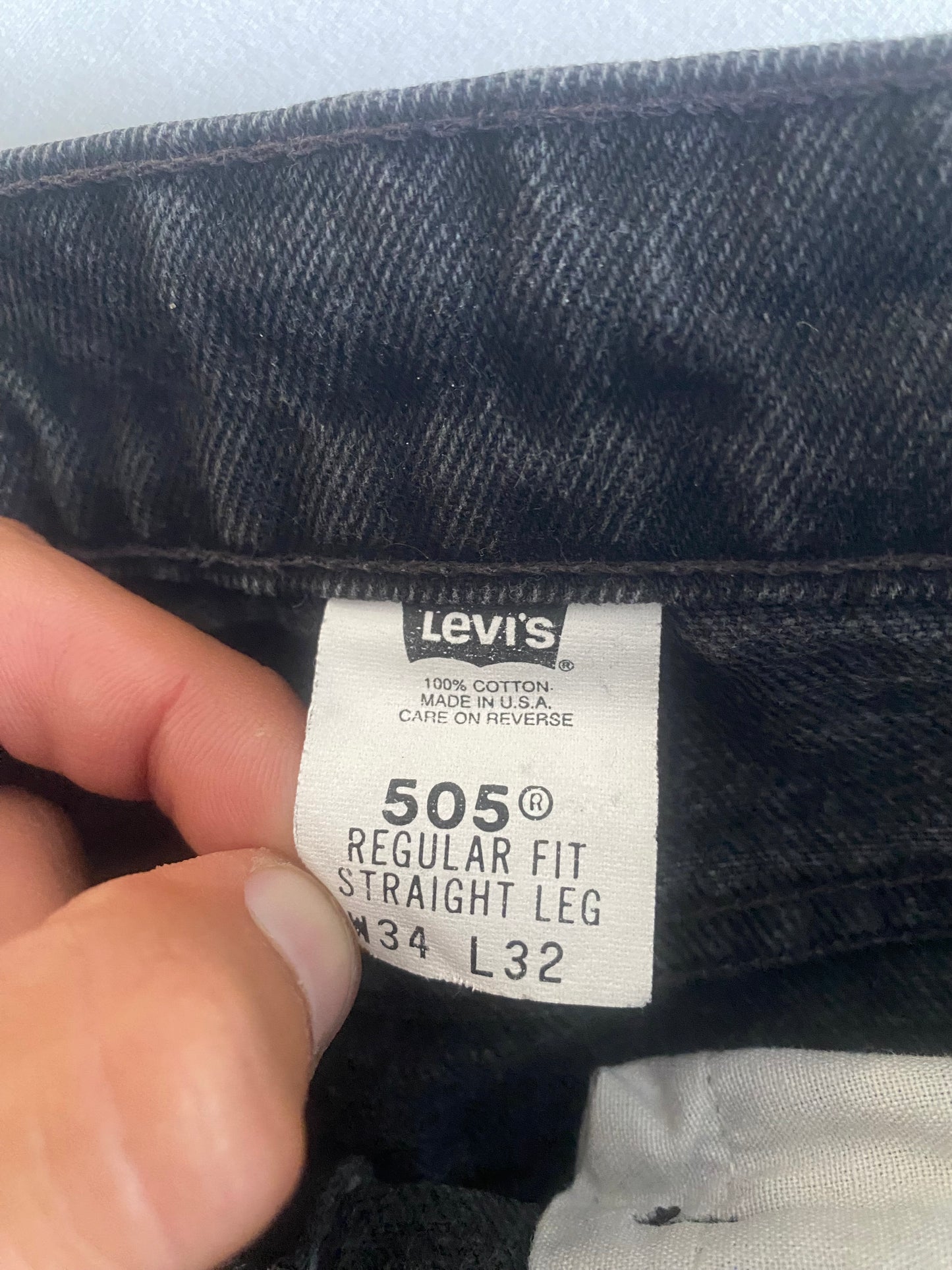 Vintage Levi’s 505 Black Washed Jeans – Orange Tab – Made in USA 1997