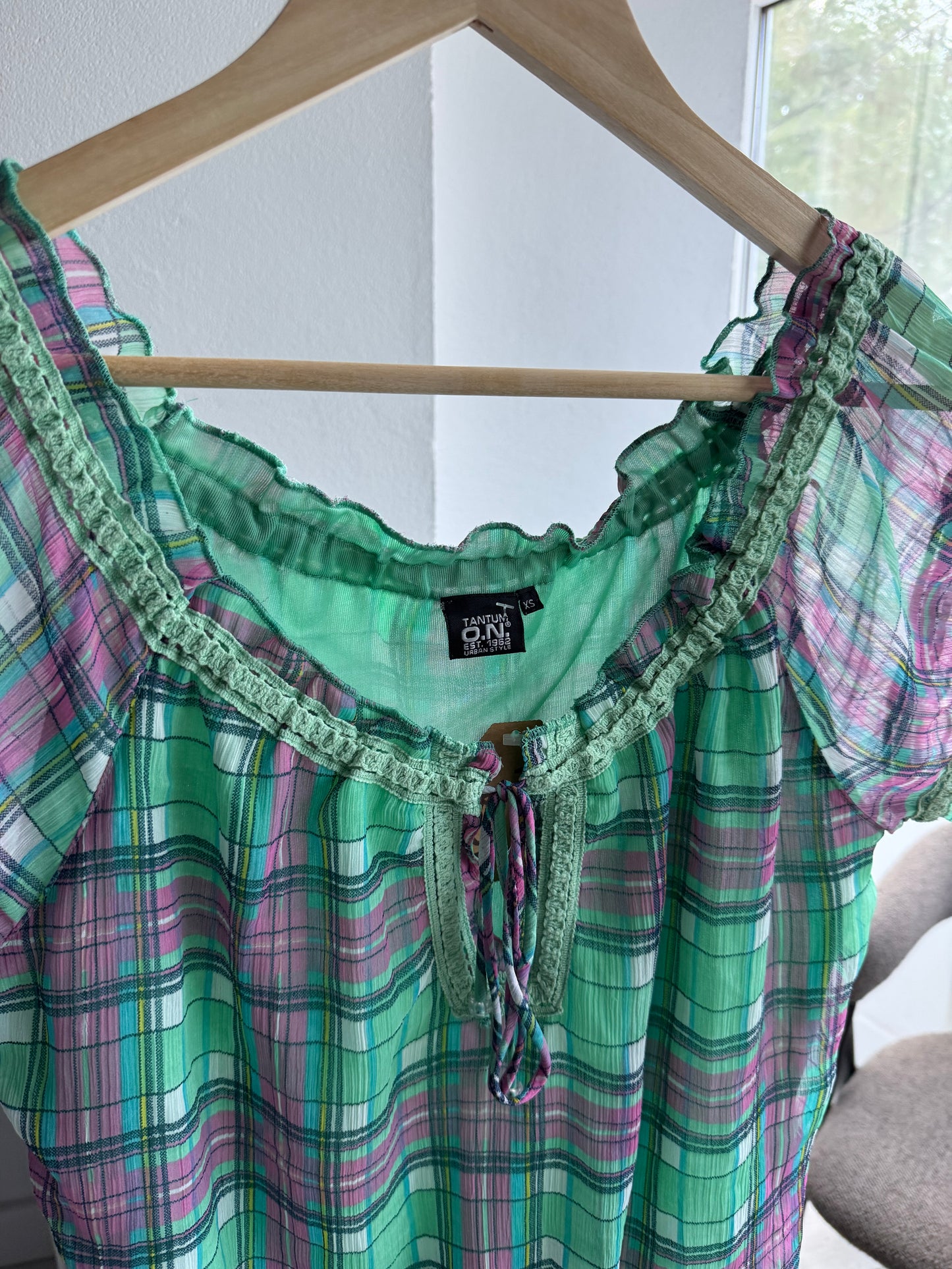 💁‍♀️ Top Lung Mesh Printed Carouri Y2K – XS Damă