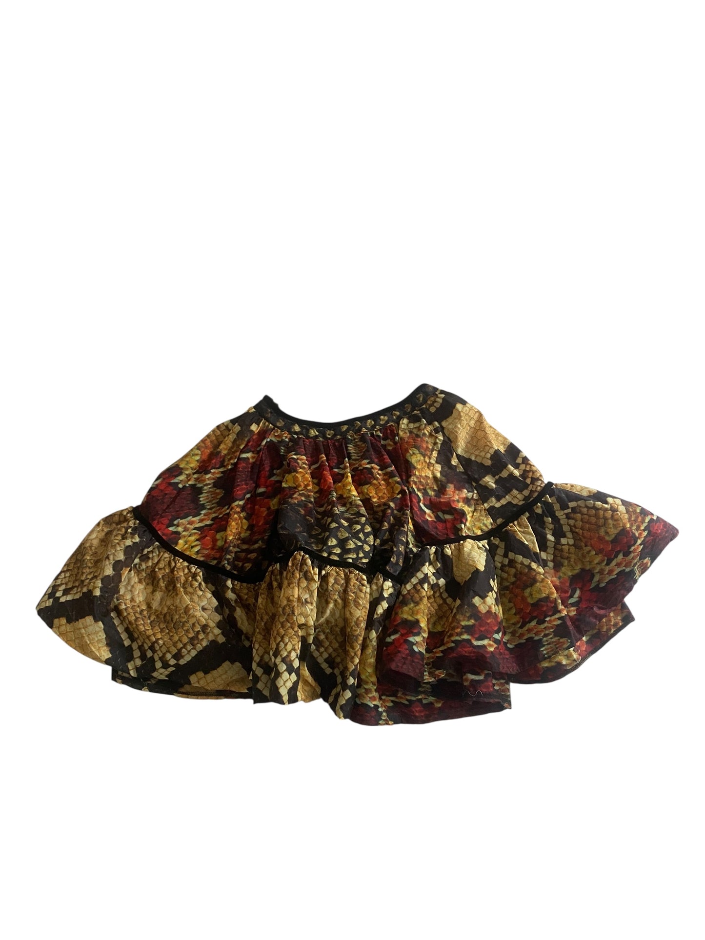 Fustă Y2K cu Print de Șarpe și Volane – Mărime XS 🐍✨
