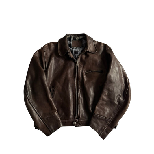 🧥 Geacă vintage din piele groasă maro închis | mărimea XL bărbați