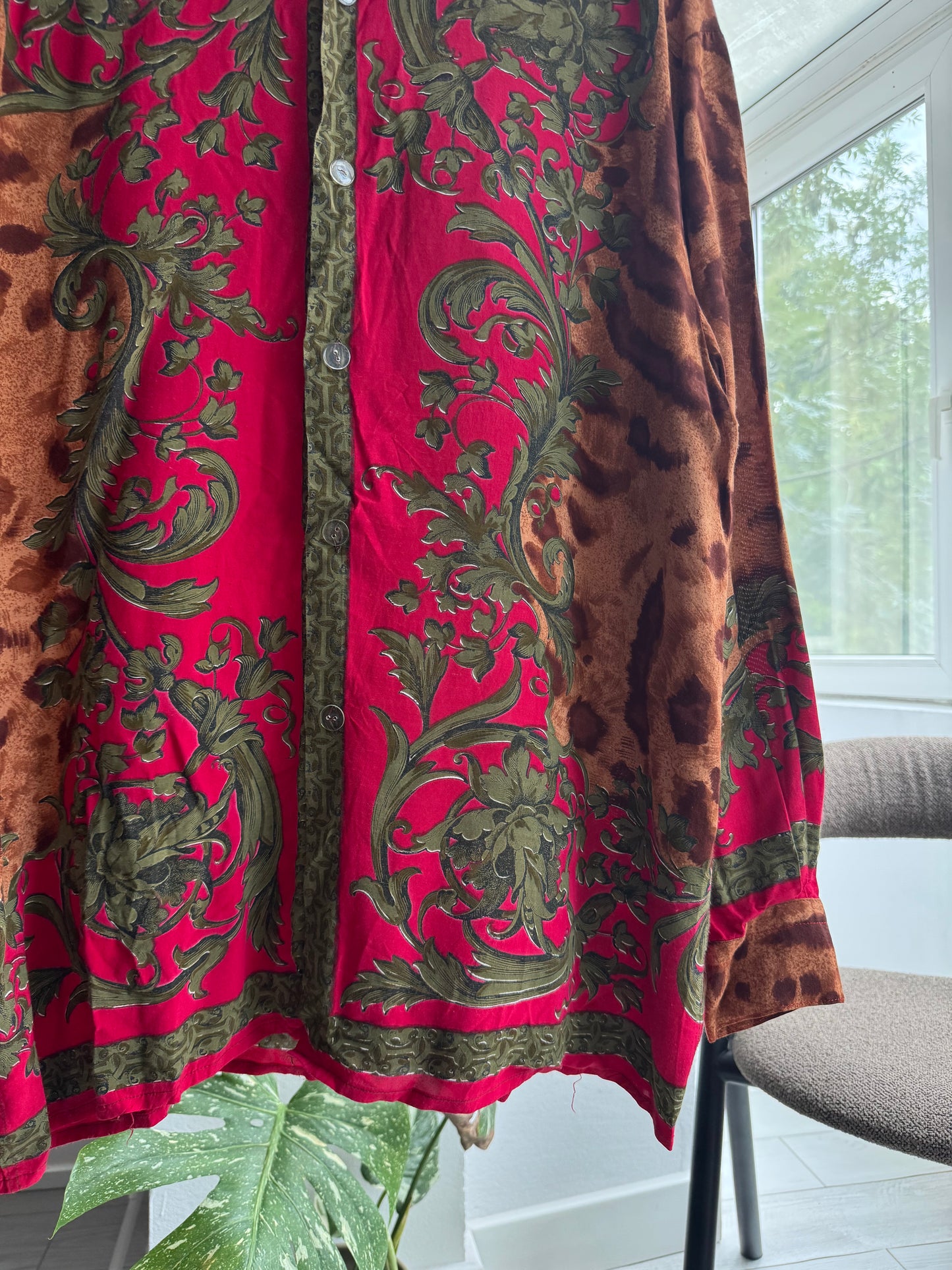 🐆 Cămașă Vintage Imprimeu Baroc & Animal Print | Made in Italy – L Bărbați