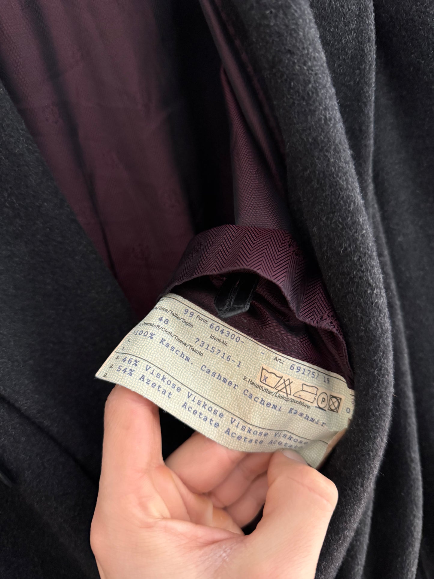 🎩 Palton Vintage Bărbați Gri Închis / Negru deschis din Cașmir – Marimea 48 (M oversized / L regular)