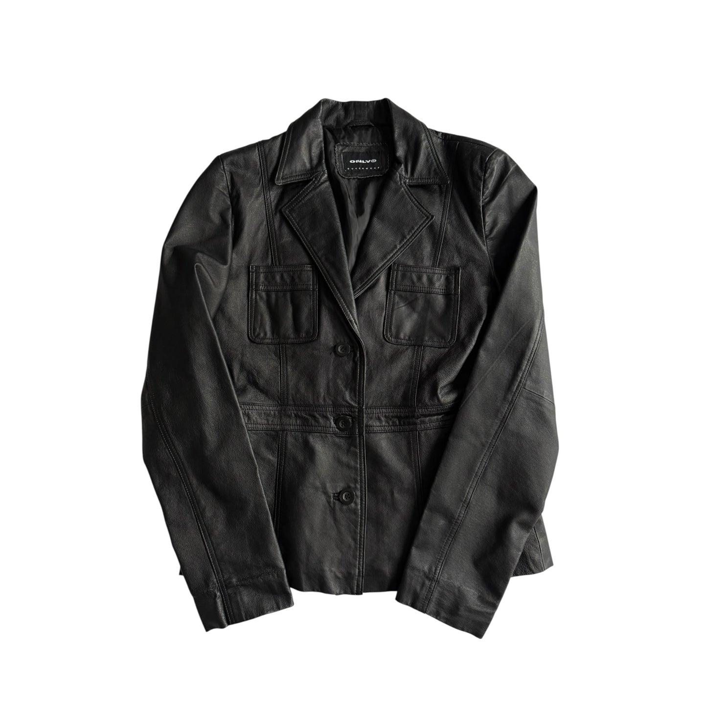 ☕️ Blazer Y2K Damă din Piele Neagră – M