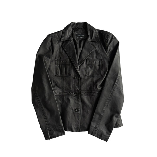 ☕️ Blazer Y2K Damă din Piele Neagră – M