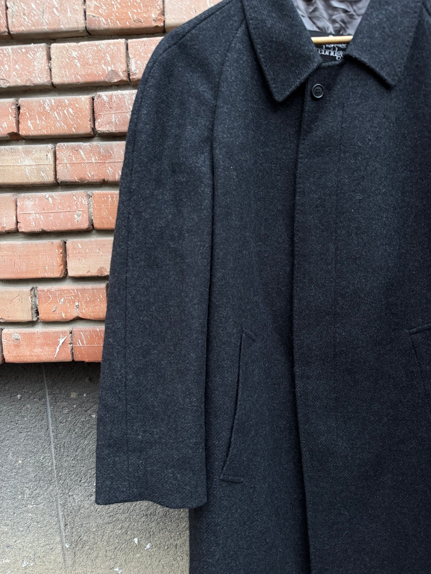 🧥 Palton Vintage Bărbați Gri Închis din Lână Virgină – Marimea L