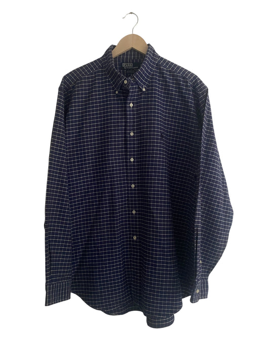 Cămașă Polo by Ralph Lauren – Carouri Navy, Bumbac Gros, Mărime XL (17)