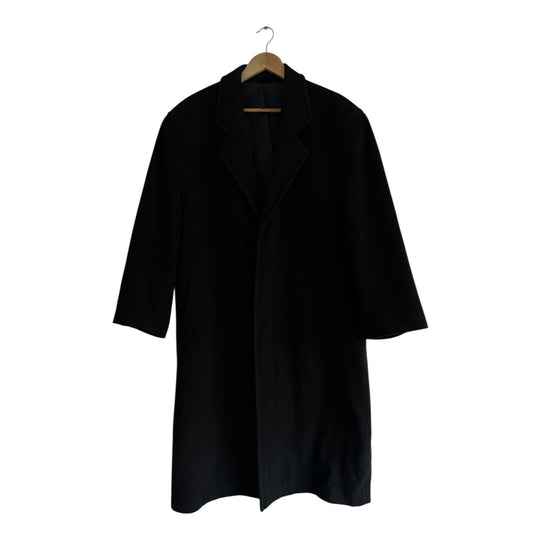 🧥 Palton Vintage Negru din Lână – M / S Oversized Bărbați