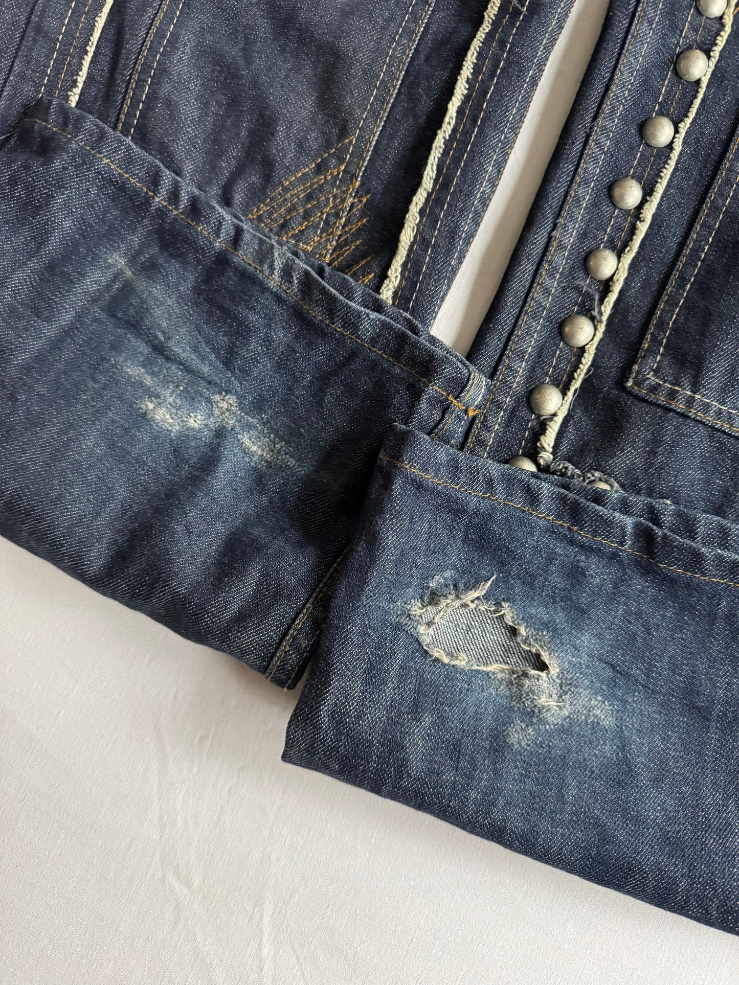 🐚 Y2K Jeans Baggy cu Imprimeu și Detalii – W32 L34