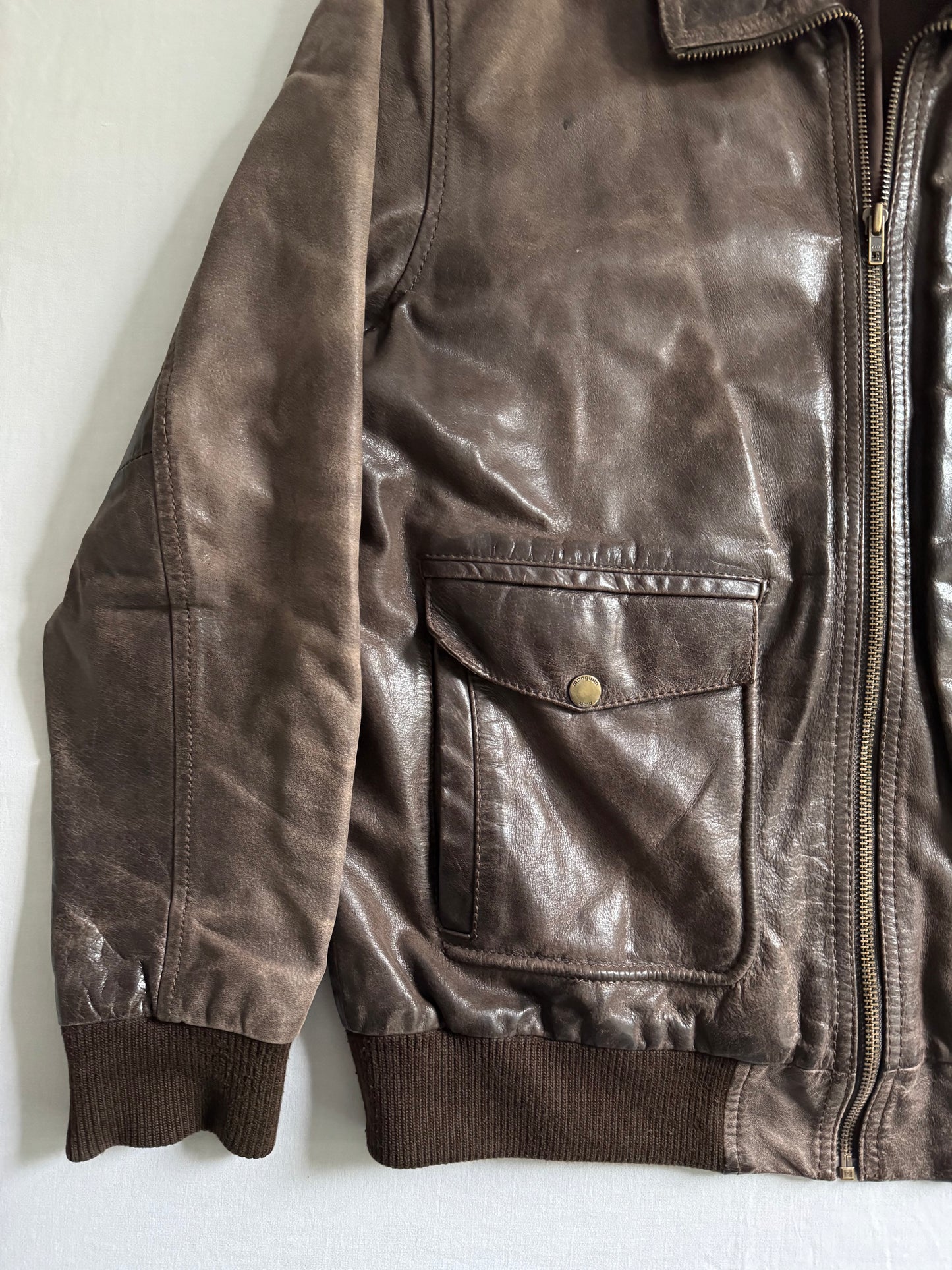 🧥 Jachetă vintage din piele maro – mărimea XL