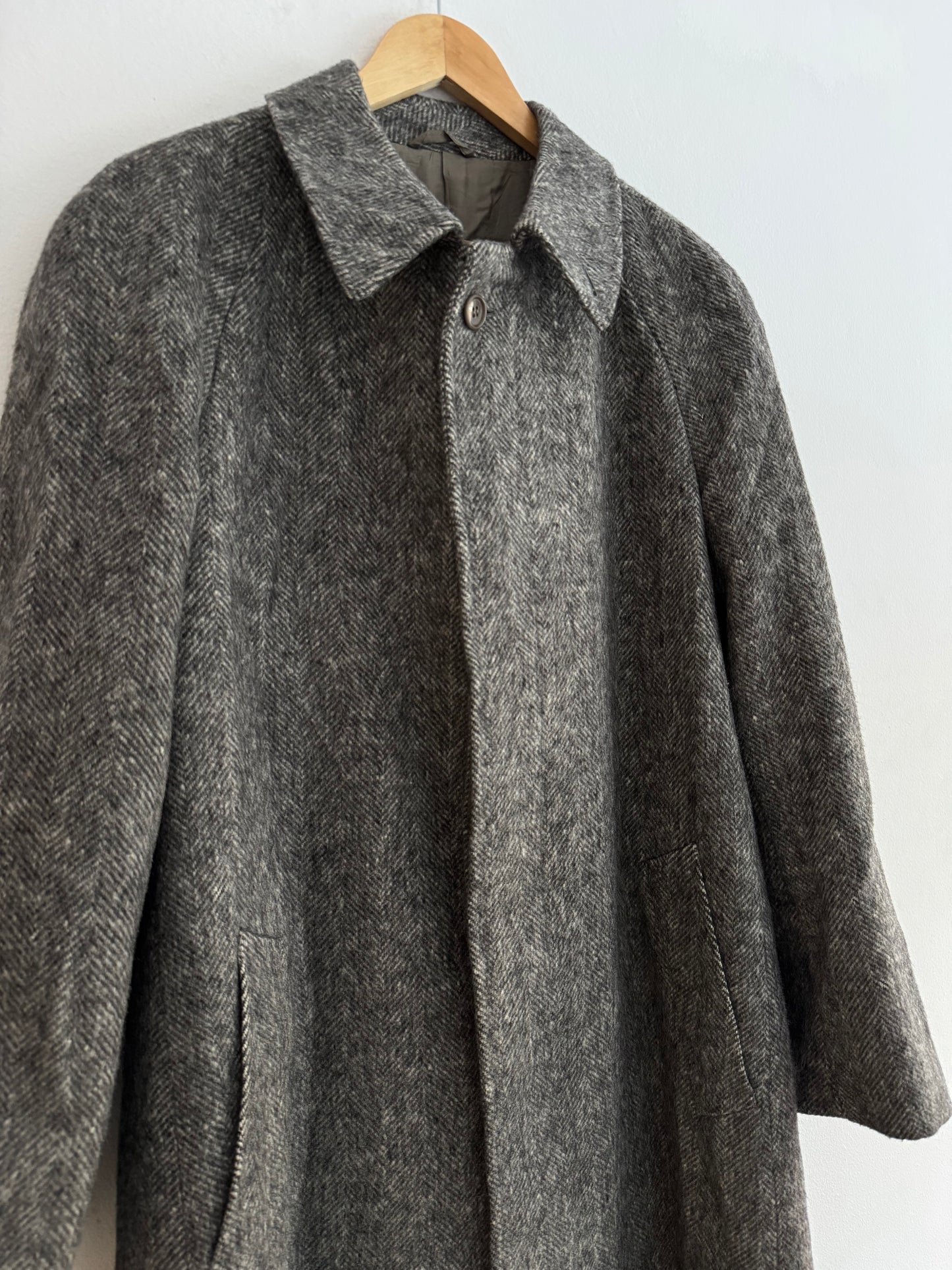 🧥 Palton Vintage Gri din Lână Virgină – Mărimea 50 (L Bărbați)