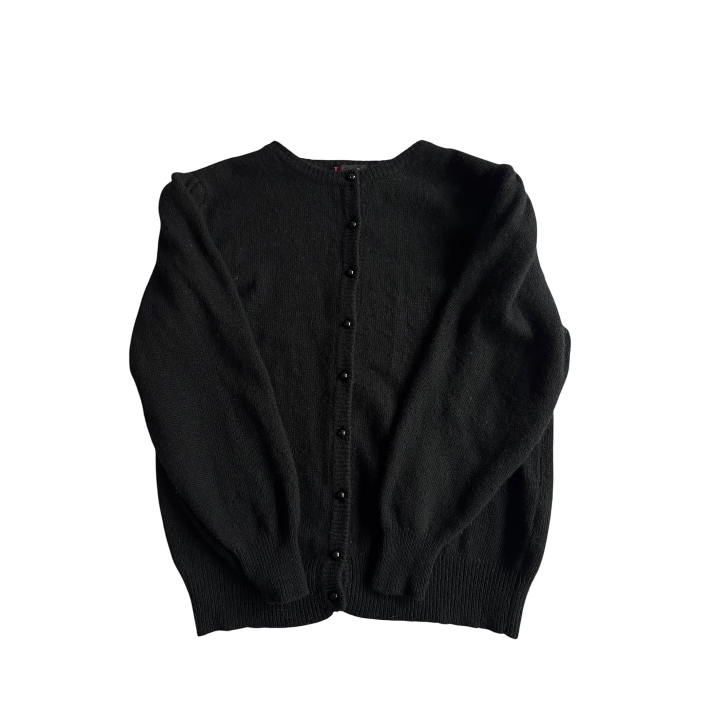 🕋 Cardigan Vintage Damă Negru din Lambswool & Angora – L