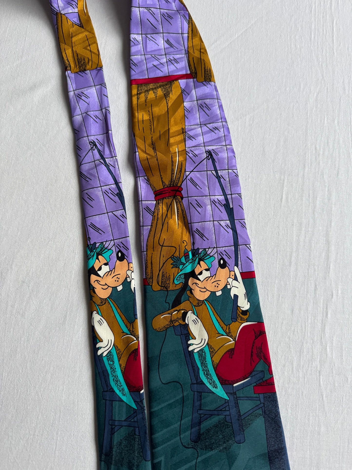 🐶 Cravată Vintage Disney din Mătase cu Print Goofy – Made in Italy