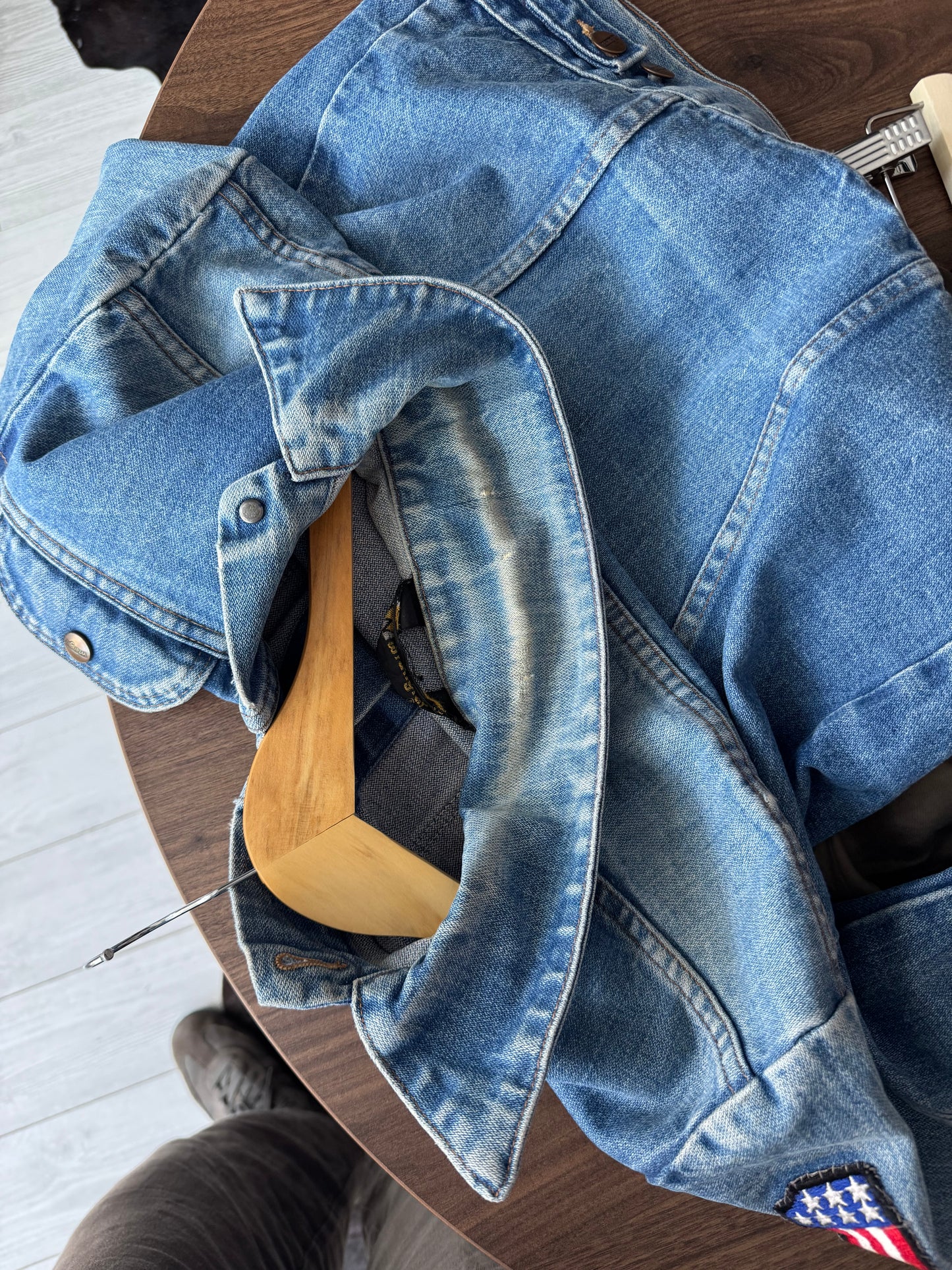 🤠 Vintage Wrangler Geacă Denim Anii '70 – S/M Bărbați