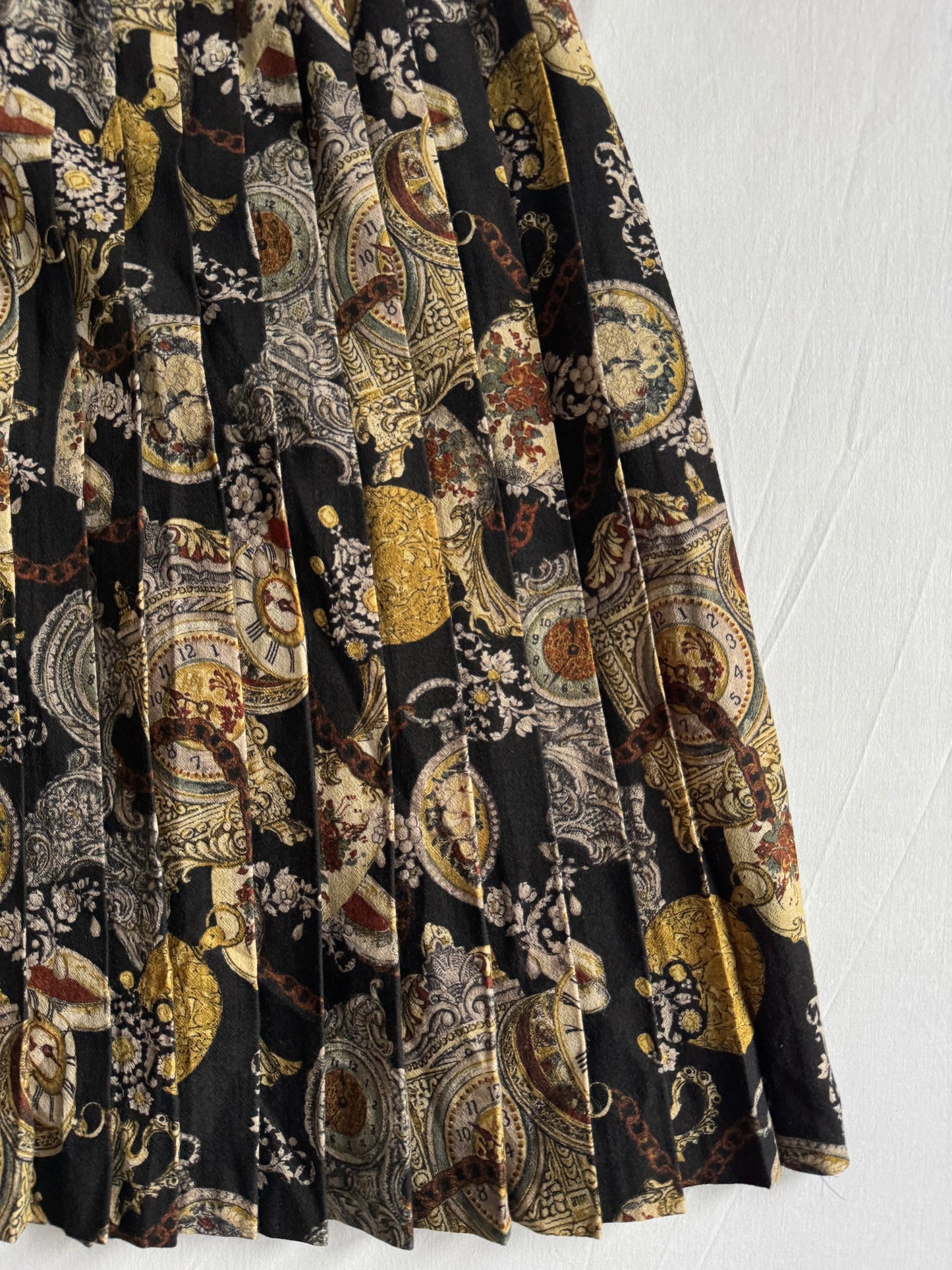 🕰️ Fustă Vintage Plisată din Lână Printată – M (IT 44)