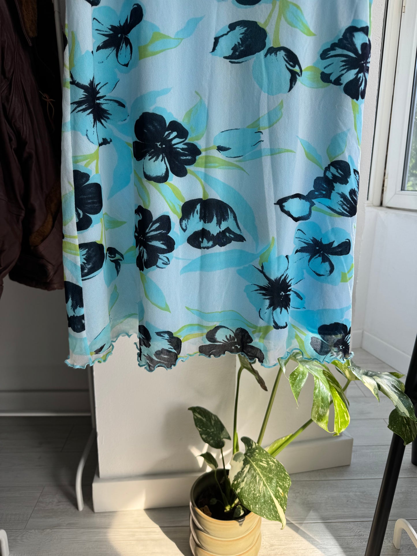 🌸 Fustă Y2K Printed Mesh – EU 38 (M Damă)