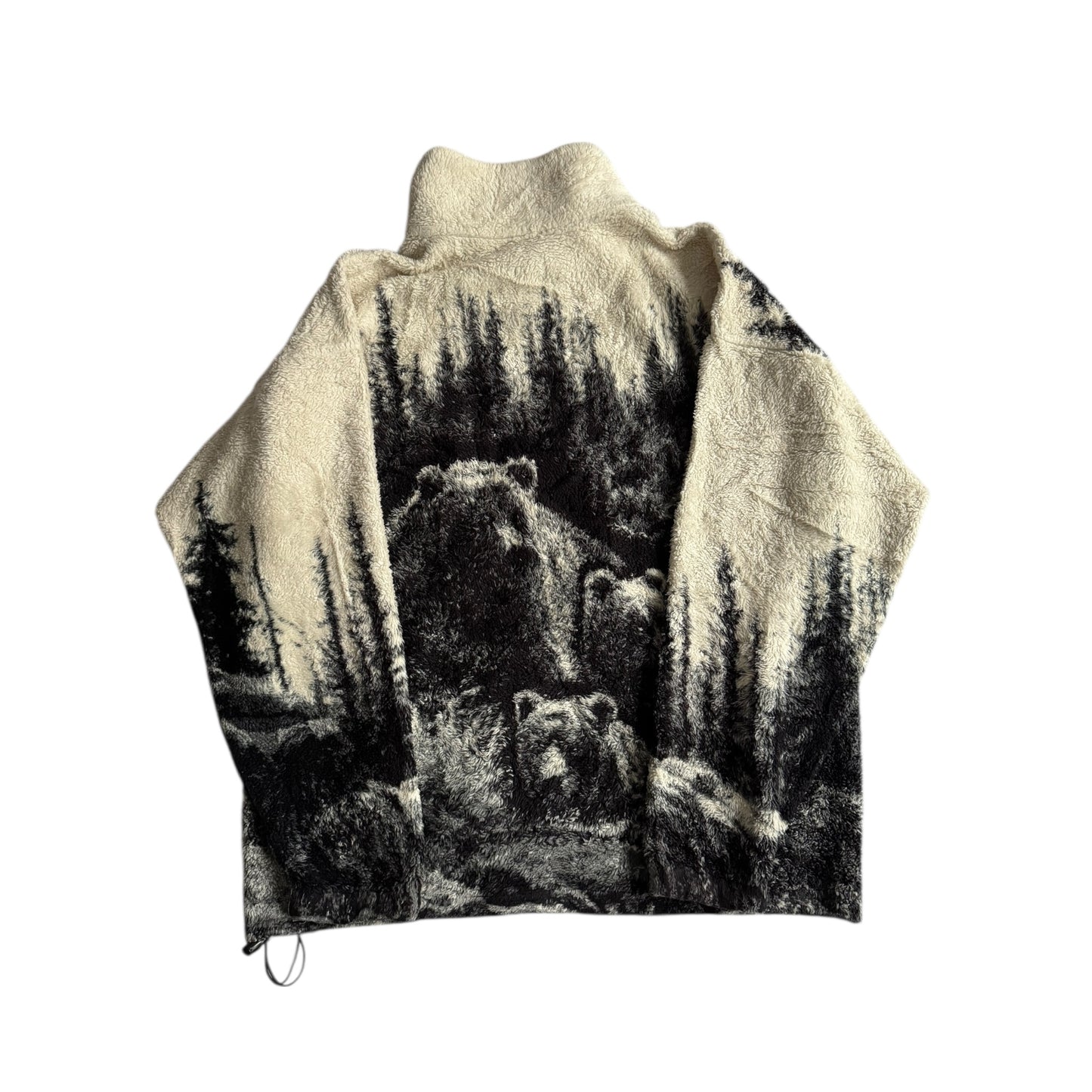 🐻 Fleece vintage cu imprimeu urs – Mărime M