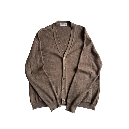 🧶 Cardigan Vintage Maro Oatmeal din Blend Lână Merino – L (50)