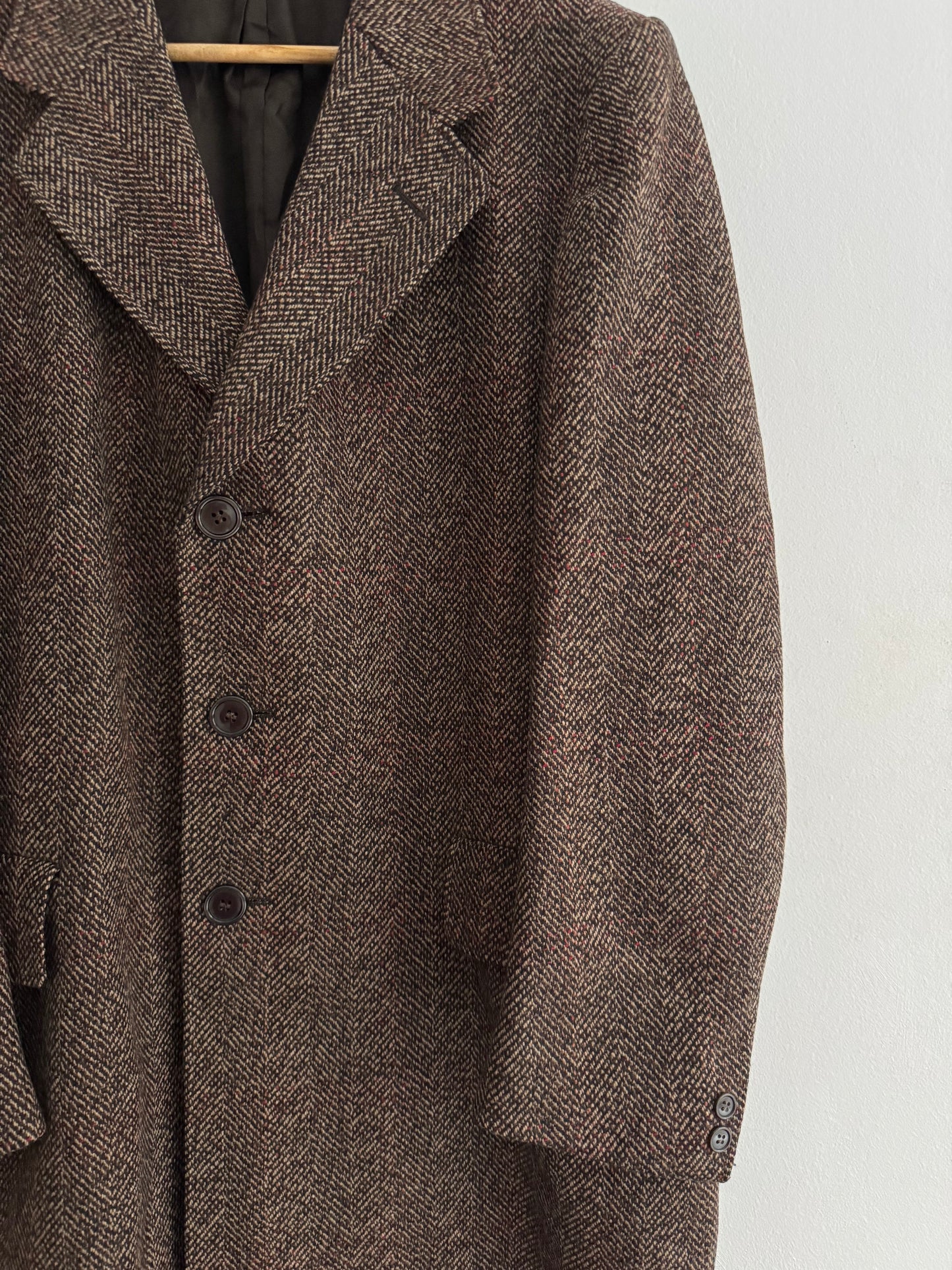 🧥 Palton Vintage Bărbați 70’s din Lână Pură Texturată – EU 52 (L / M oversized)