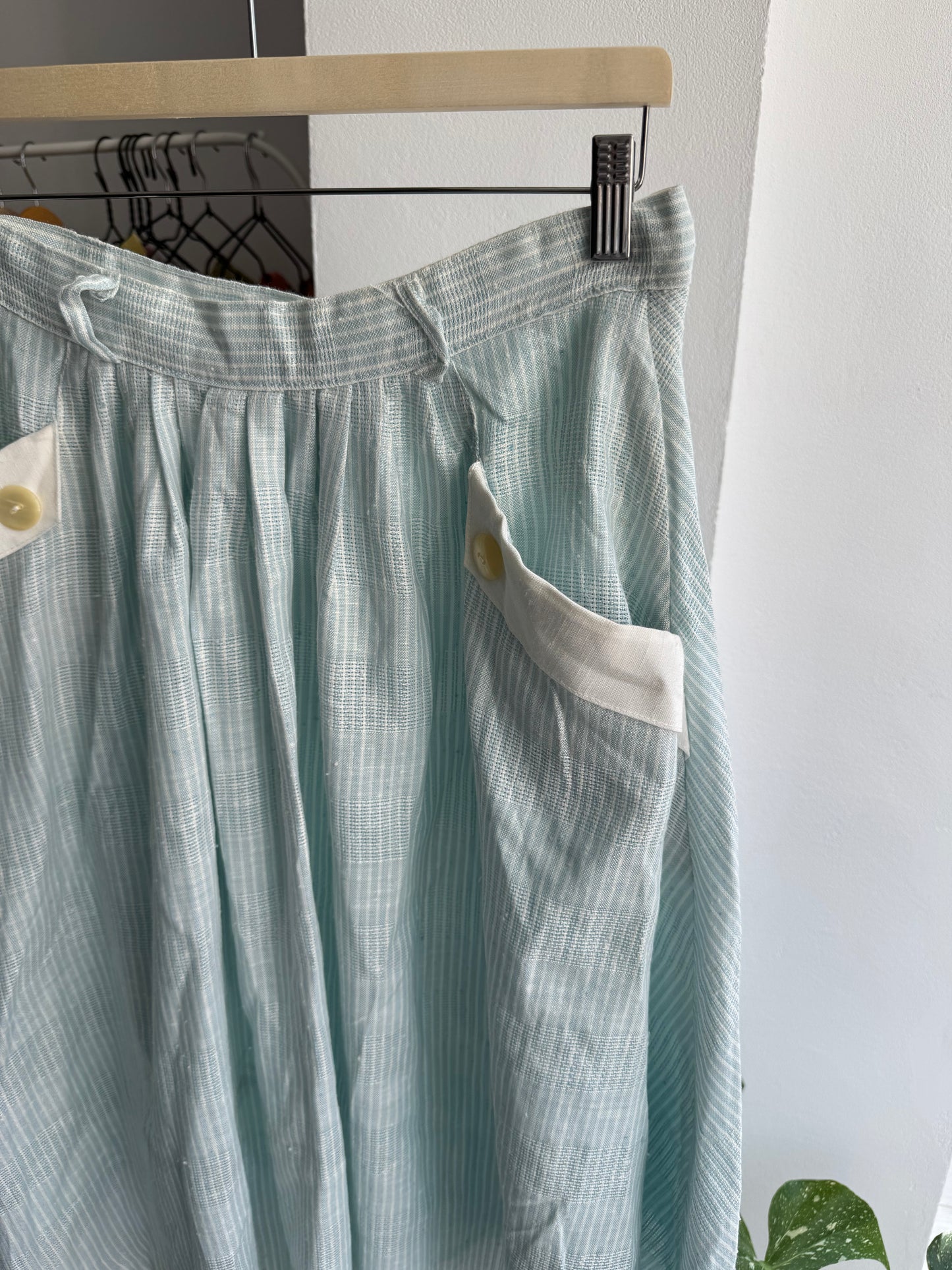☀️ Fustă Vintage Baby Blue cu Buzunare – IT 46 Damă (L)u
