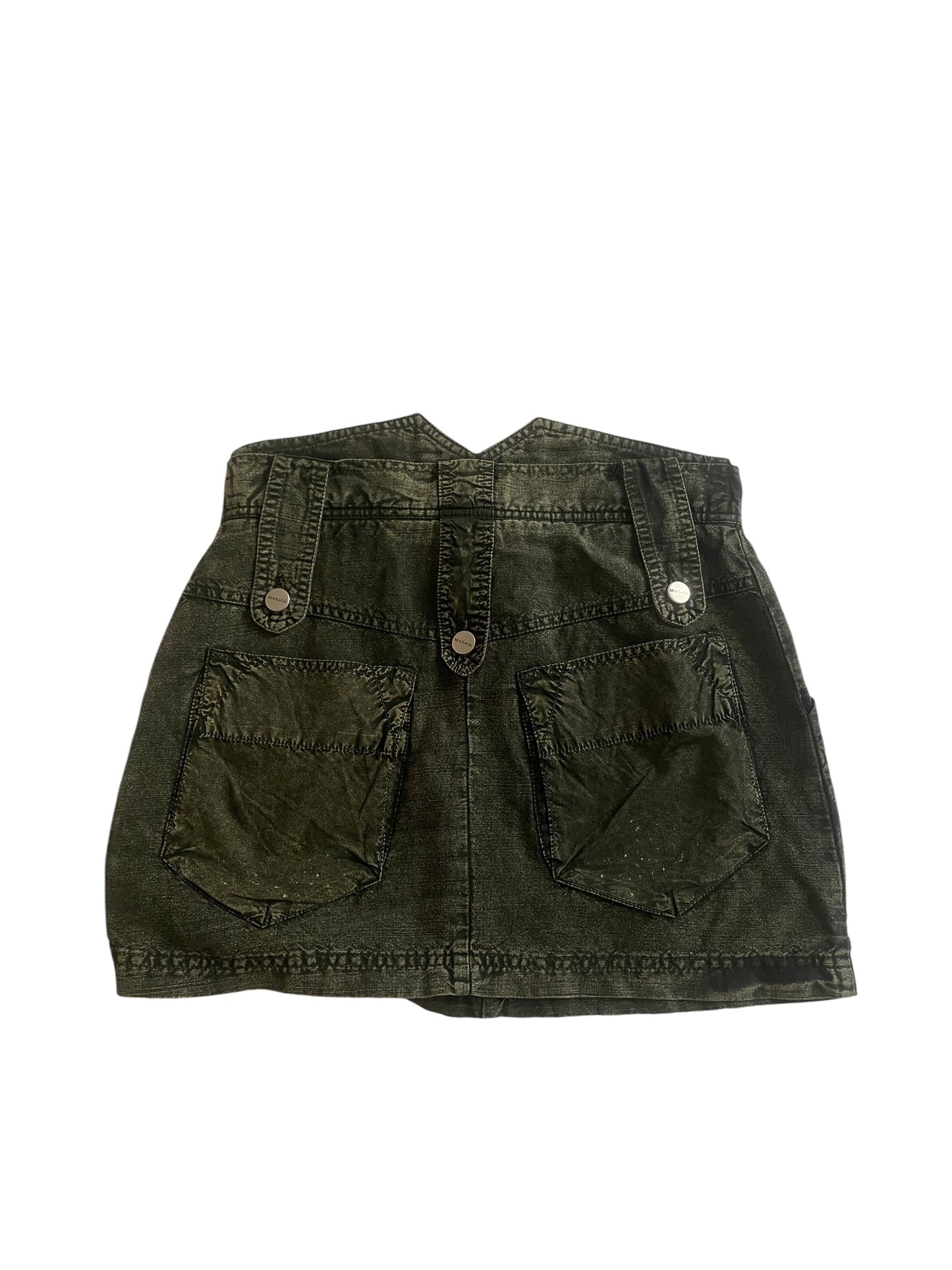 Fustă Y2K Max & Co din Bumbac și In – Verde Închis Washed – Mărime XS 🌿👗