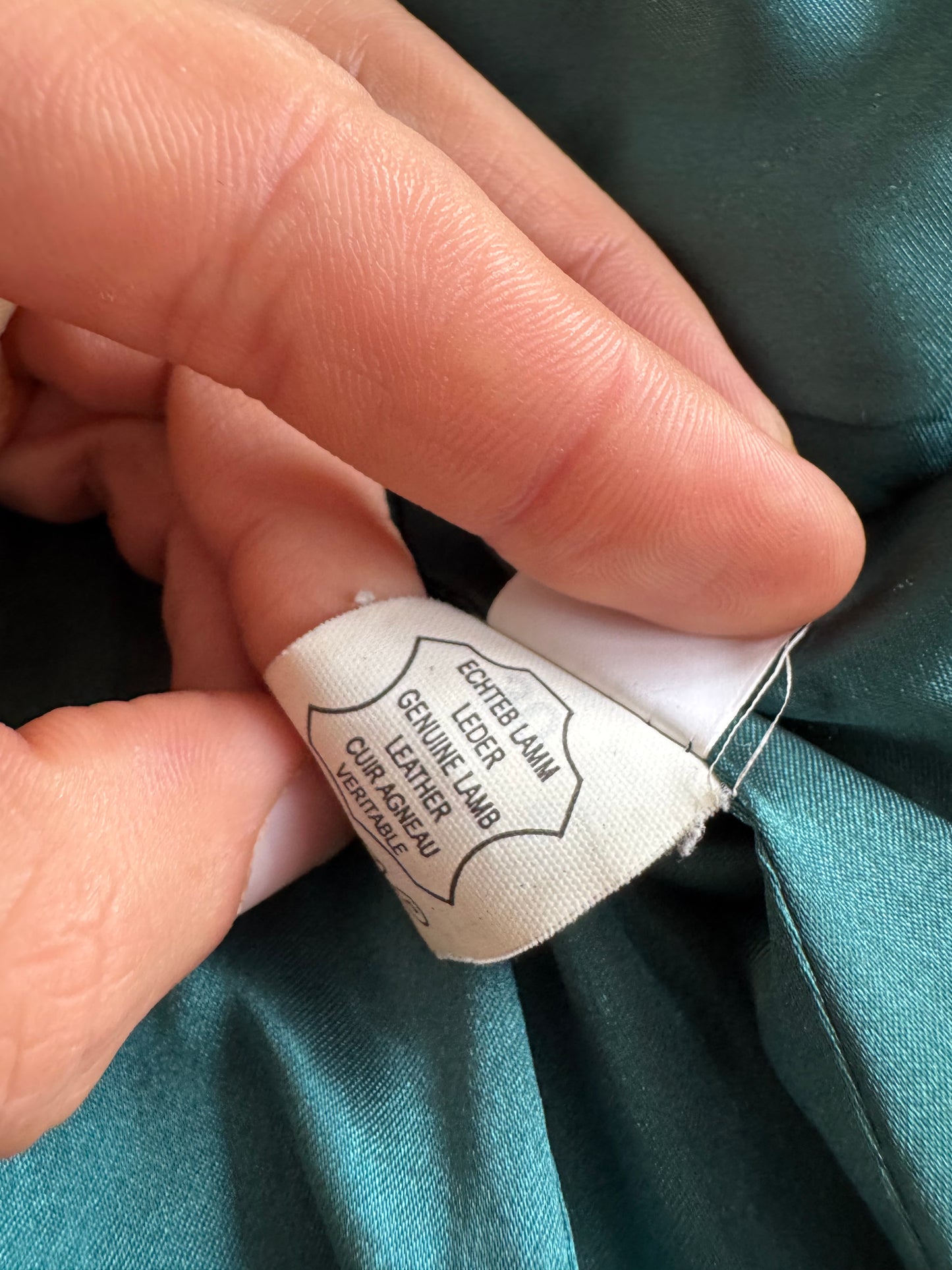 🏍️ Jachetă Biker Y2K din Piele de Miel Verde – EU 40 (L Damă)