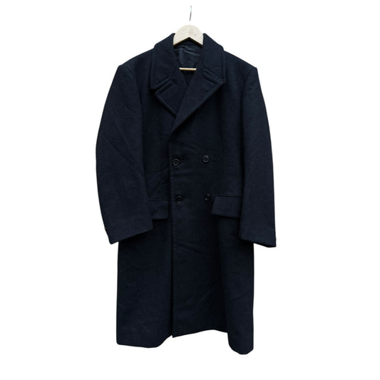 🧥 Palton Vintage Bărbați Negru Double Breasted din Lână Pură – Marimea EU 50 (L)