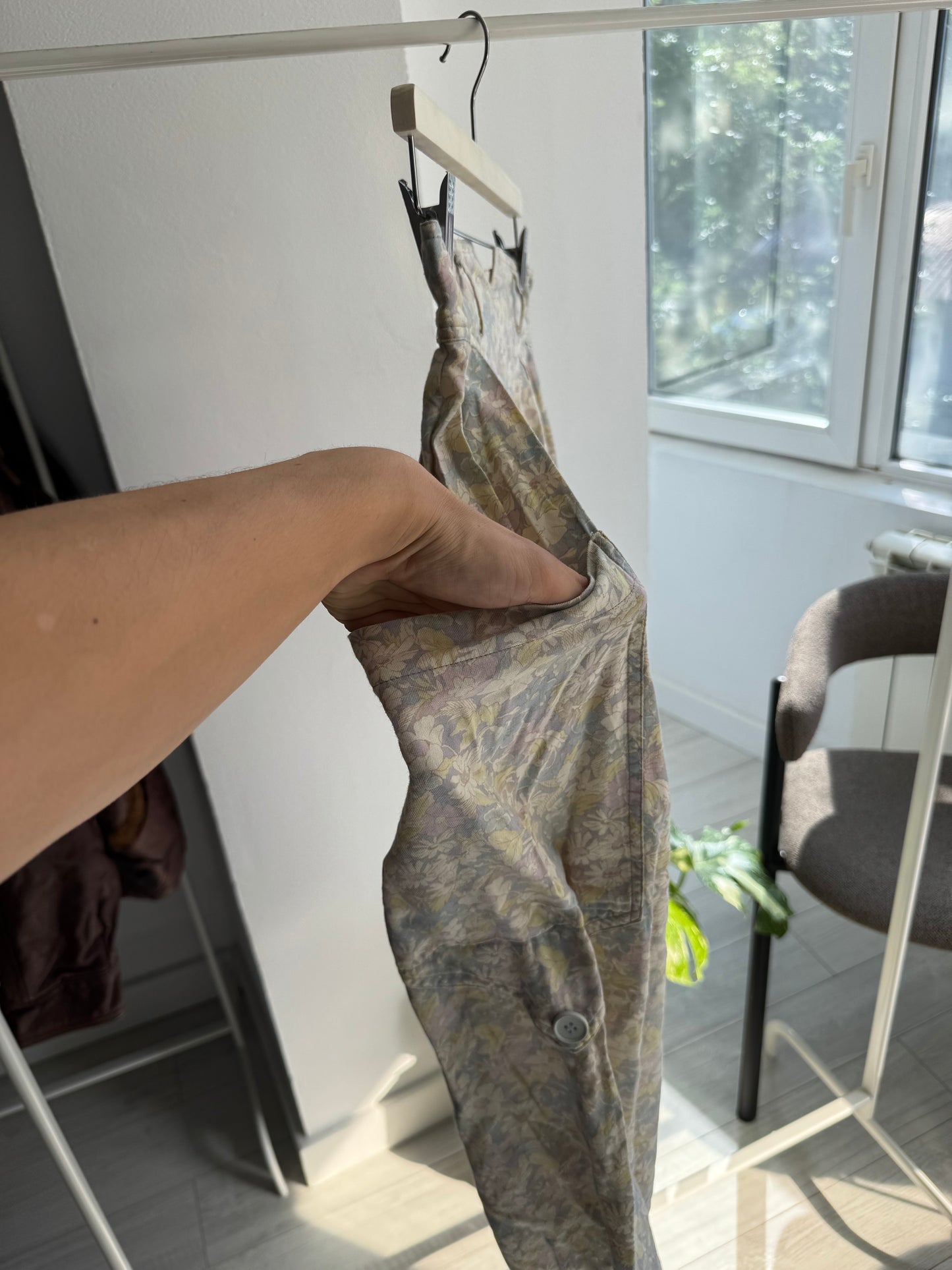 🌸 Fustă Vintage Floral Printed cu Buzunare Laterale – XS/S Damă