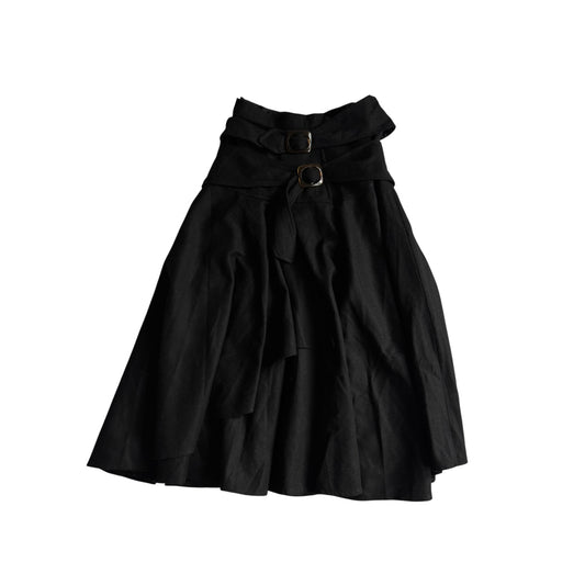 Fustă Vintage Plisată Neagră din Lână – S (IT 42)