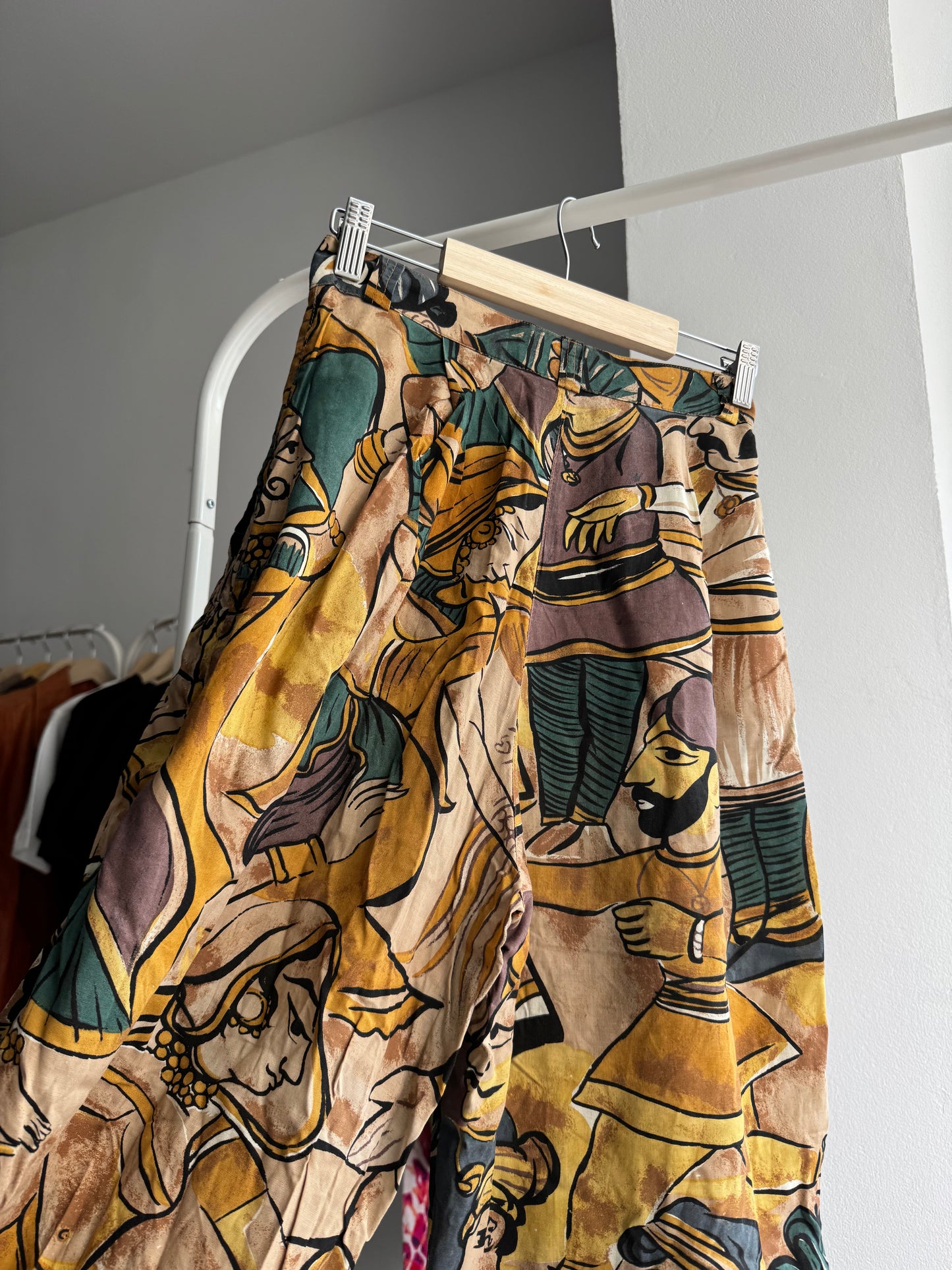🌞 Pantaloni Harem Imprimați Giorgio Armani Arhivă '80s | Made in Italy – S Damă