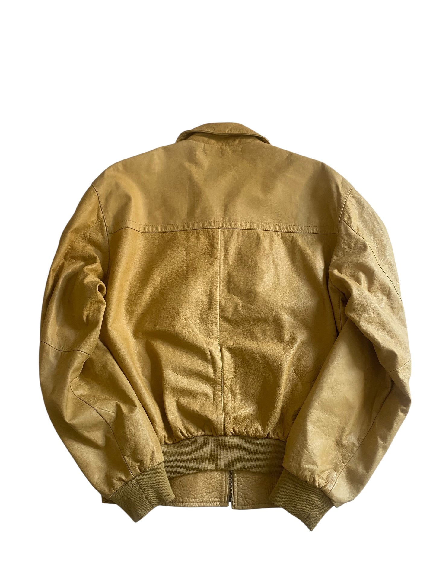Geacă Vintage Crem din Piele – Made in Italy, Guler 70s