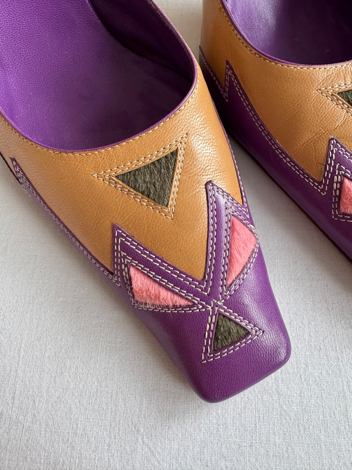 👡 Mules Vintage Sergio Rossi din Piele și Păr de Vacă – EU 38.5 ( tagged EU 39 )