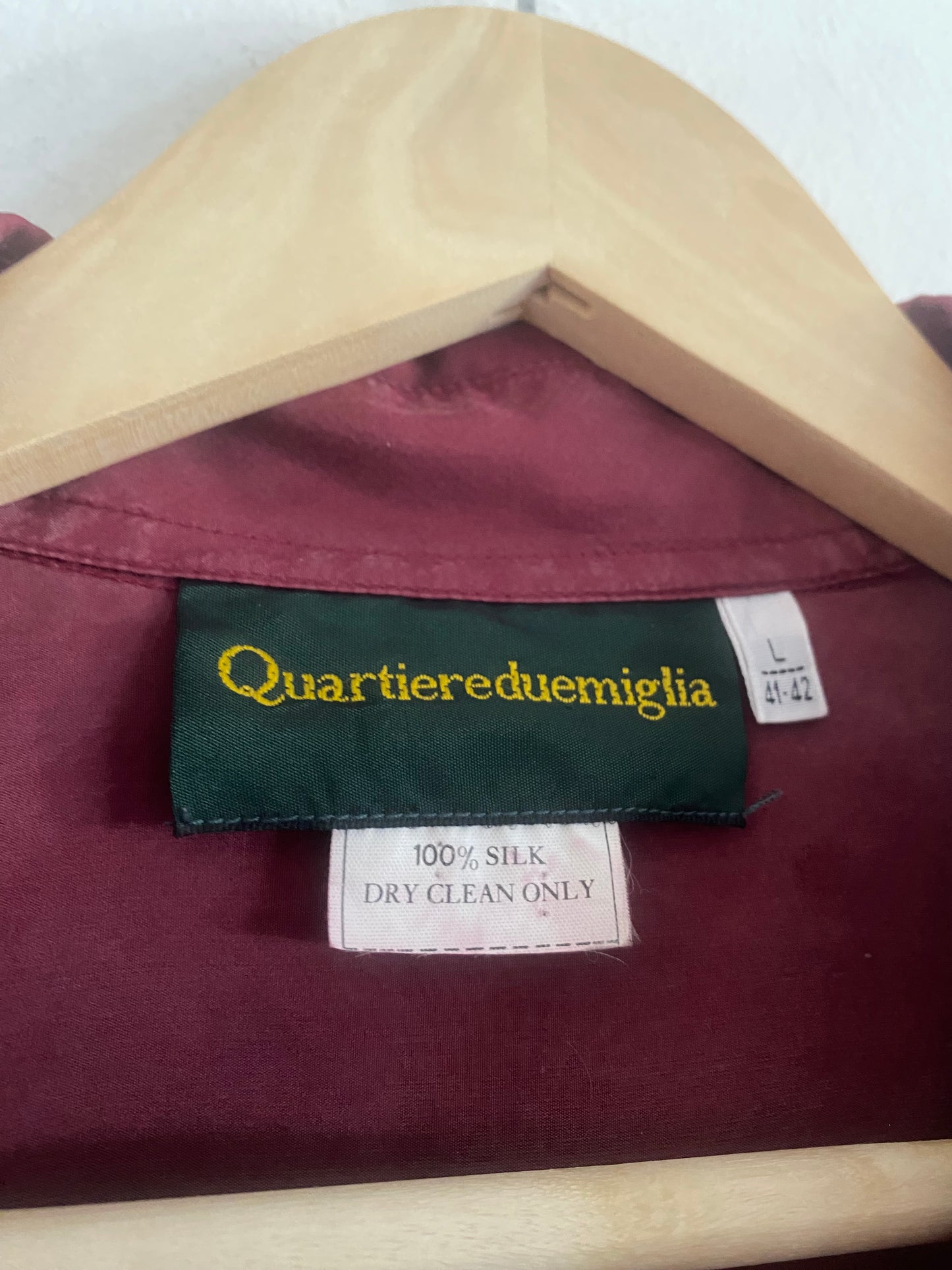 Cămașă Vintage Burgundy din Mătase – Mărime L