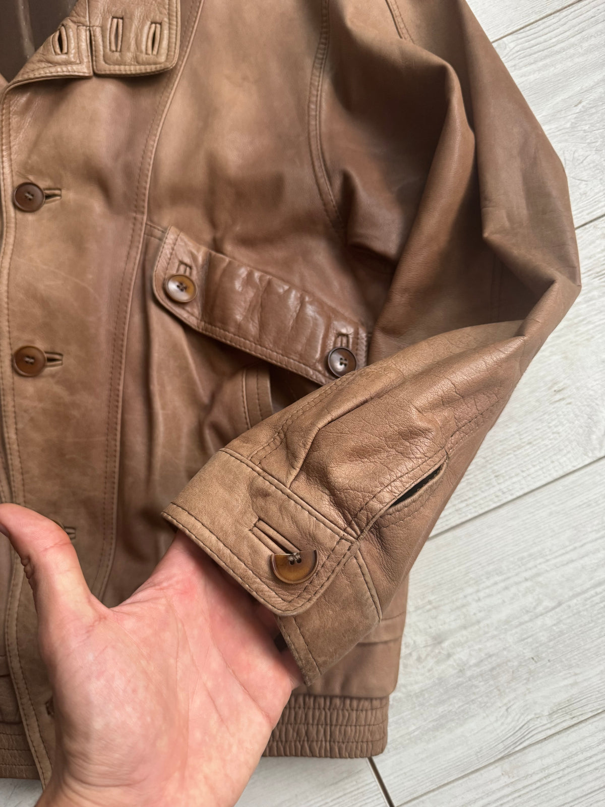 Jachetă Piele Naturală Maro Vintage Bărbați | L (50)
