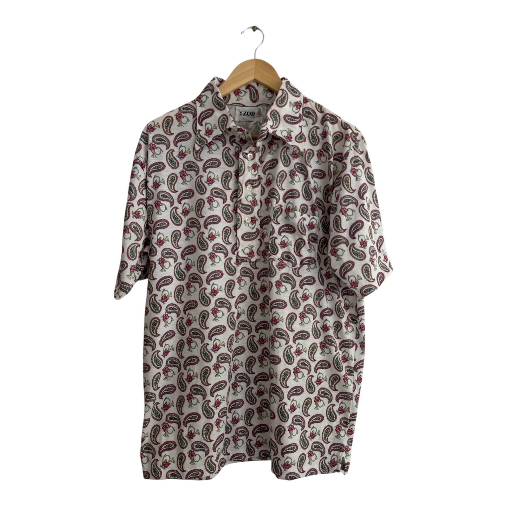 👕 80’s IZOD Paisley Print Polo Shirt – Men’s XL - anbracaminte