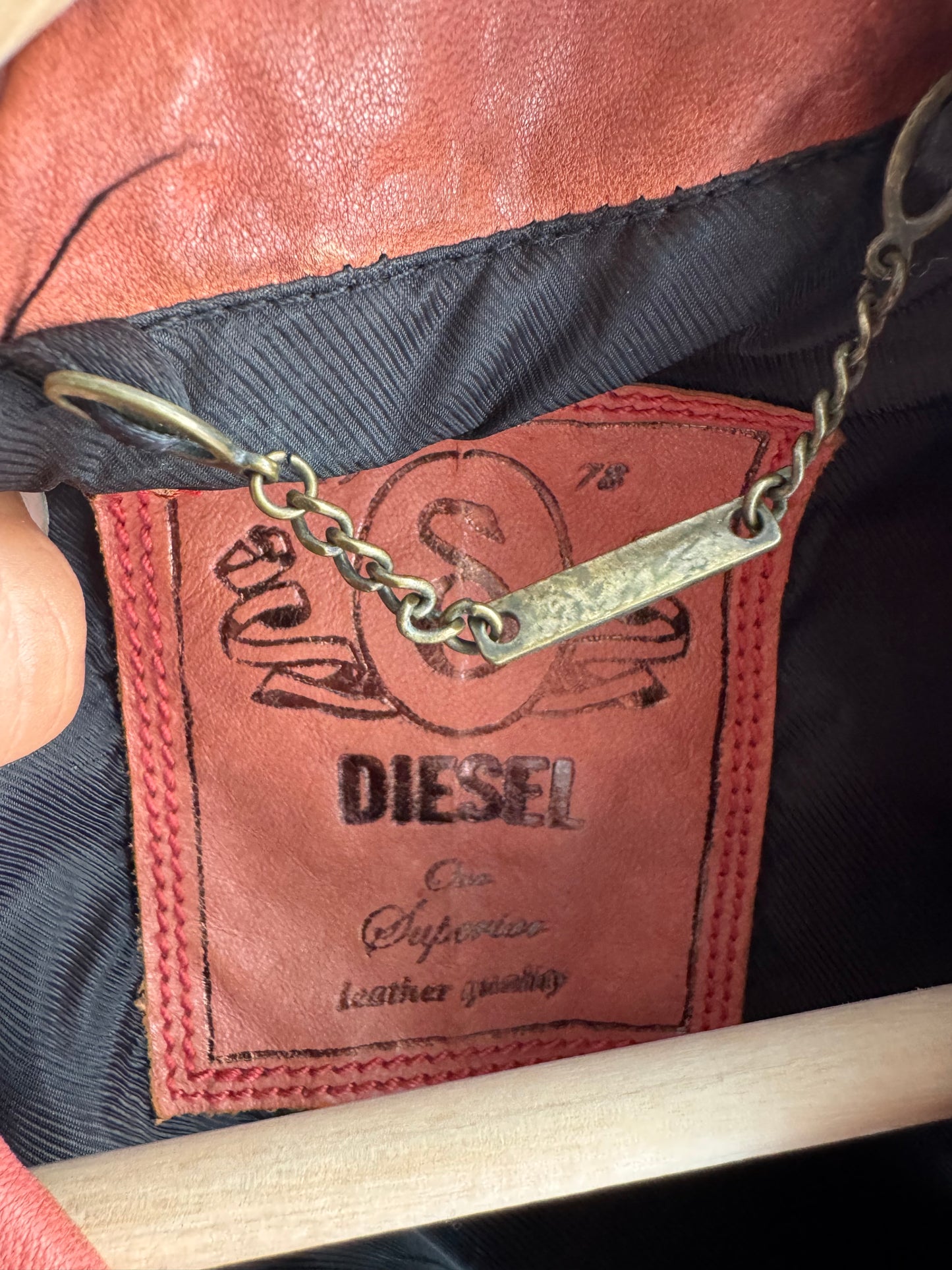 ⛽️ Jachetă Piele Biker Diesel Y2K Coral Pink | 100% Sheep Leather | S Damă