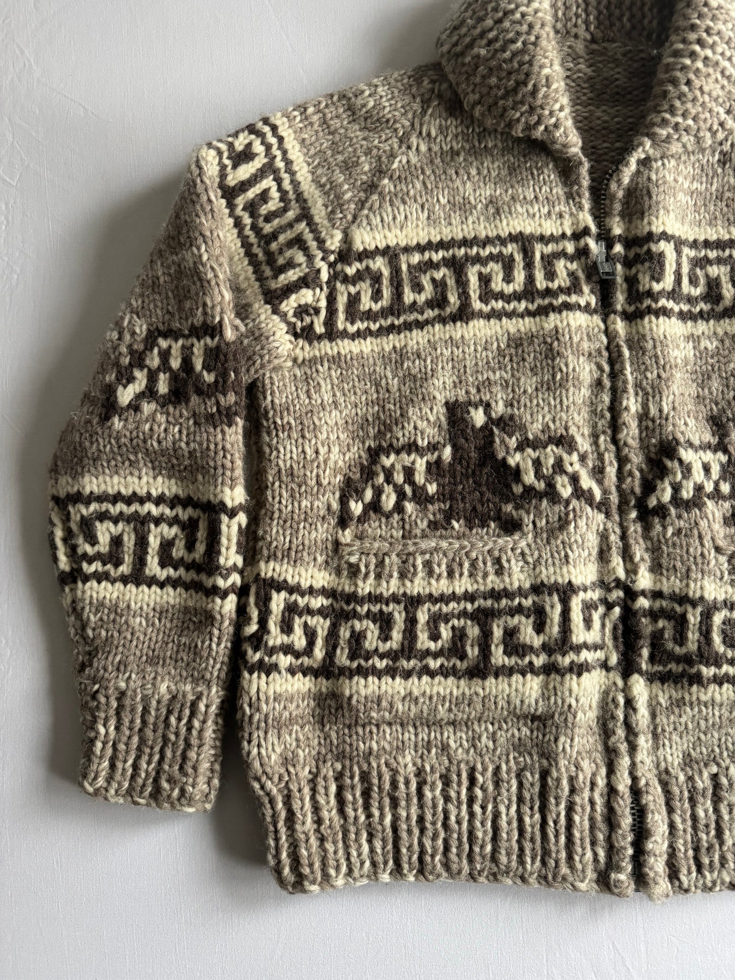 🦅 60’s Tuak Cowichan Thunderbird Wool Sweater – Mărime M