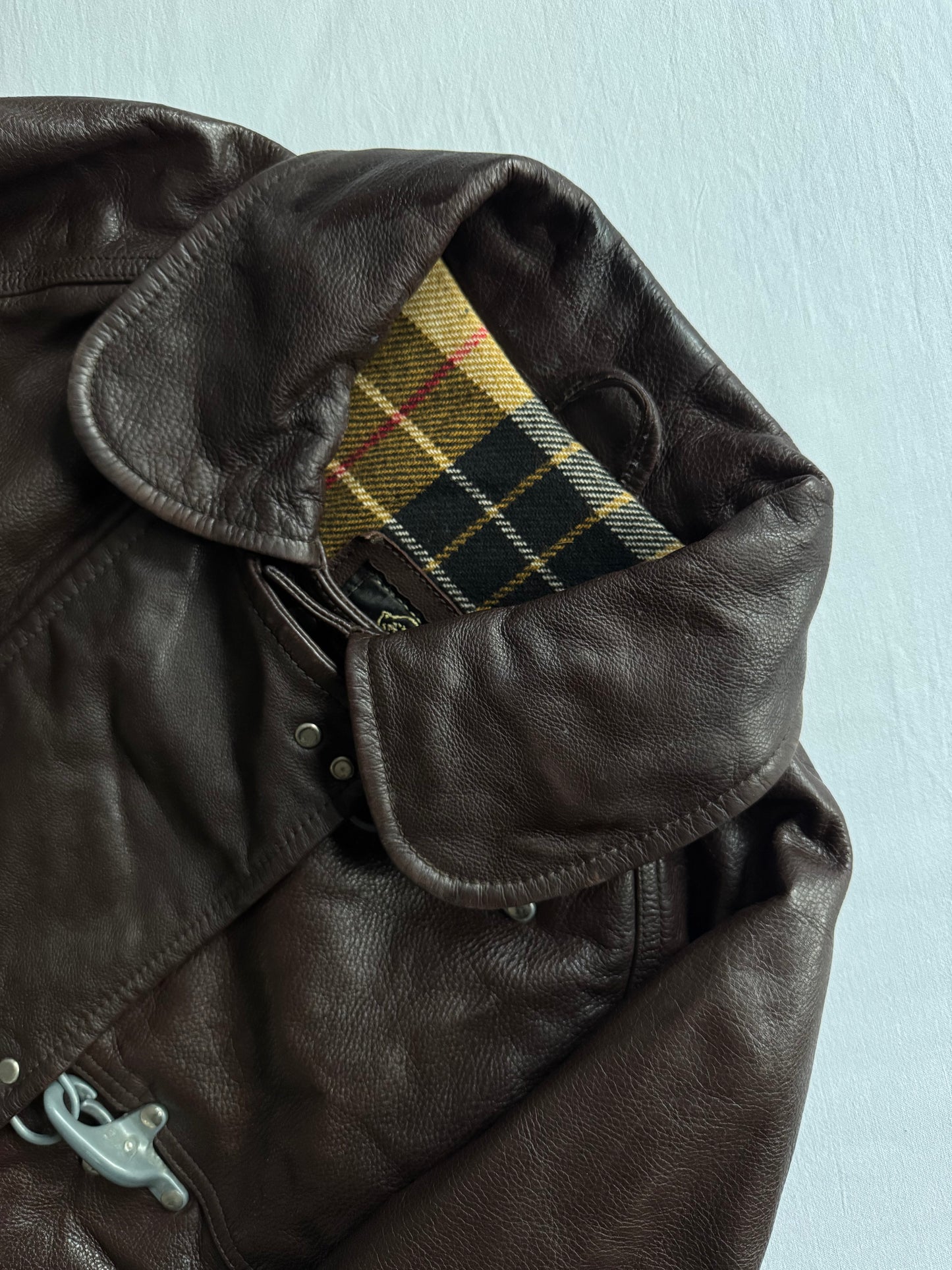 🧑‍🚒 Geacă vintage Fay din piele maro / Închidere tip fireman clasp (M bărbați)