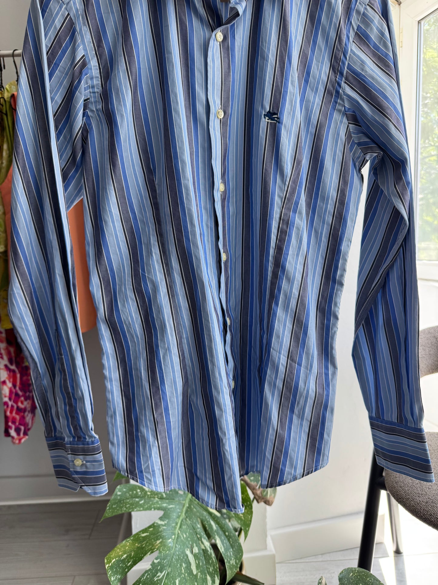 👔 Cămașă Dungi Etro Slim Fit Vintage - Made in Italy – M Bărbați