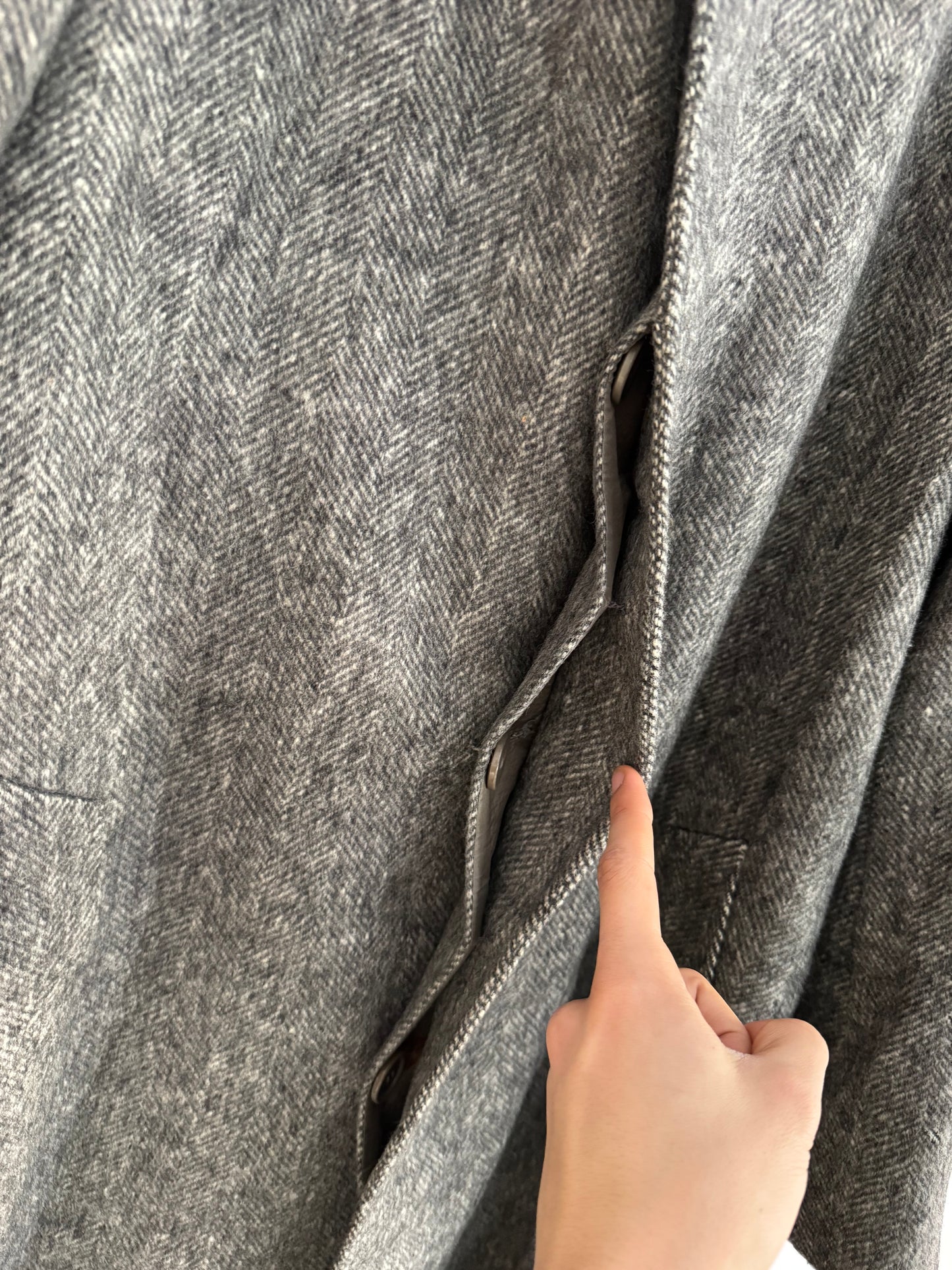 🧥 Palton Vintage Gri din Lână Virgină – Mărimea 50 (L Bărbați)