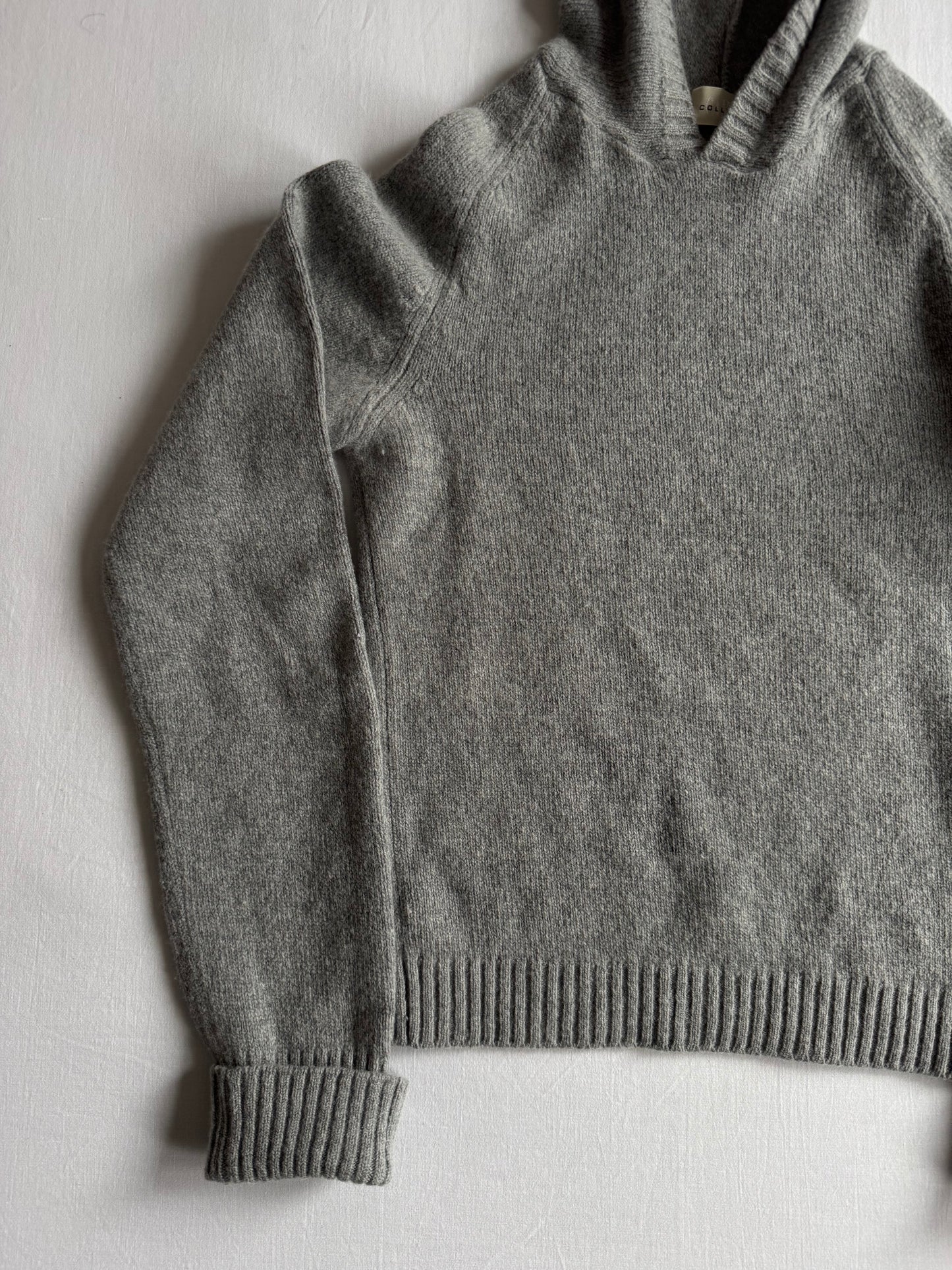 🧶 Hoodie Y2K Damă Gri Tricotat din Lână – Aprox. S / M