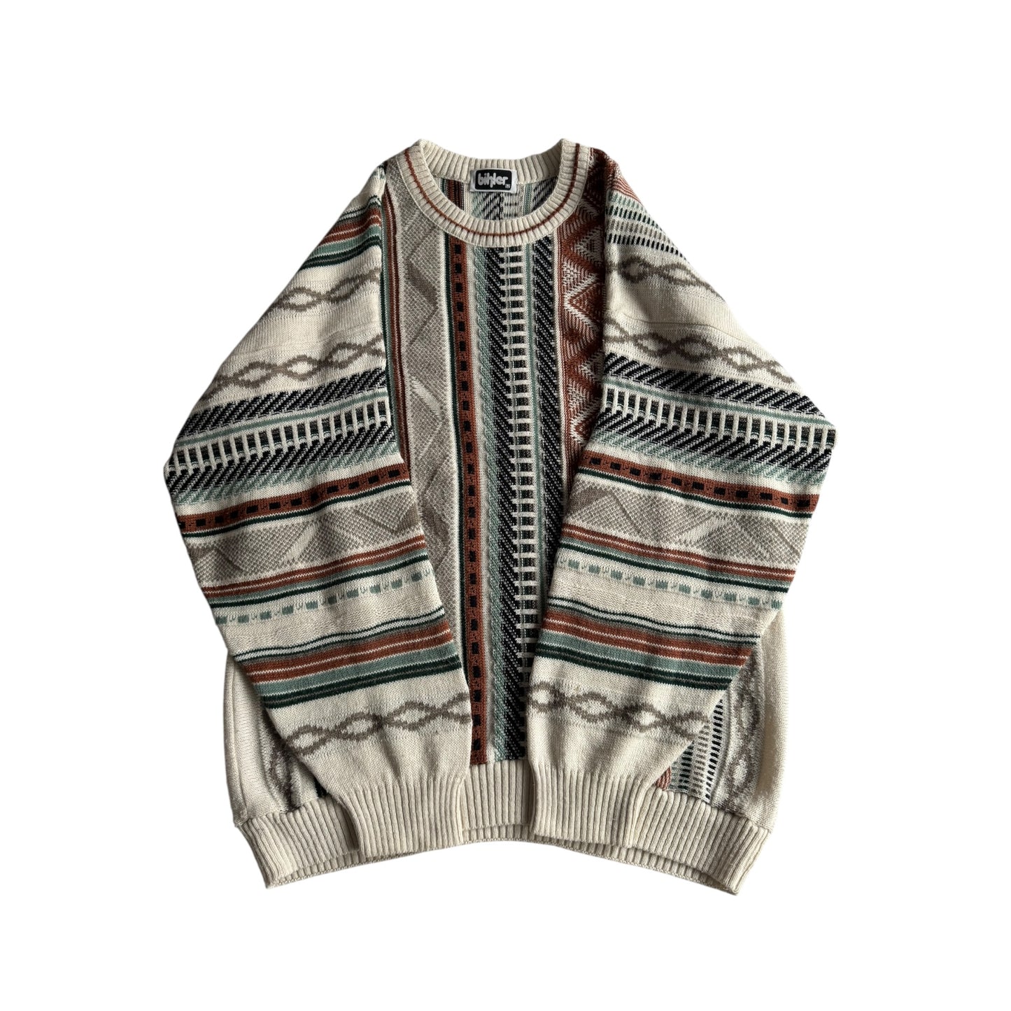 🧶 Pulover Vintage cu Model Abstract – L (52) – Made in West Germany