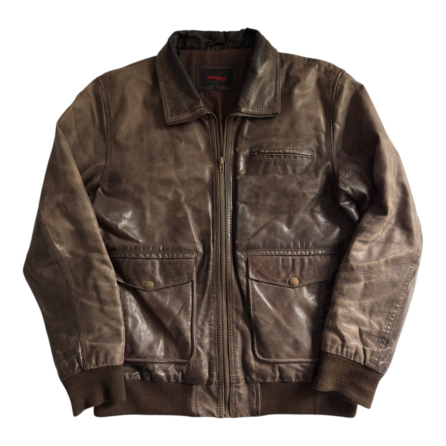 🧥 Jachetă vintage din piele maro – mărimea XL