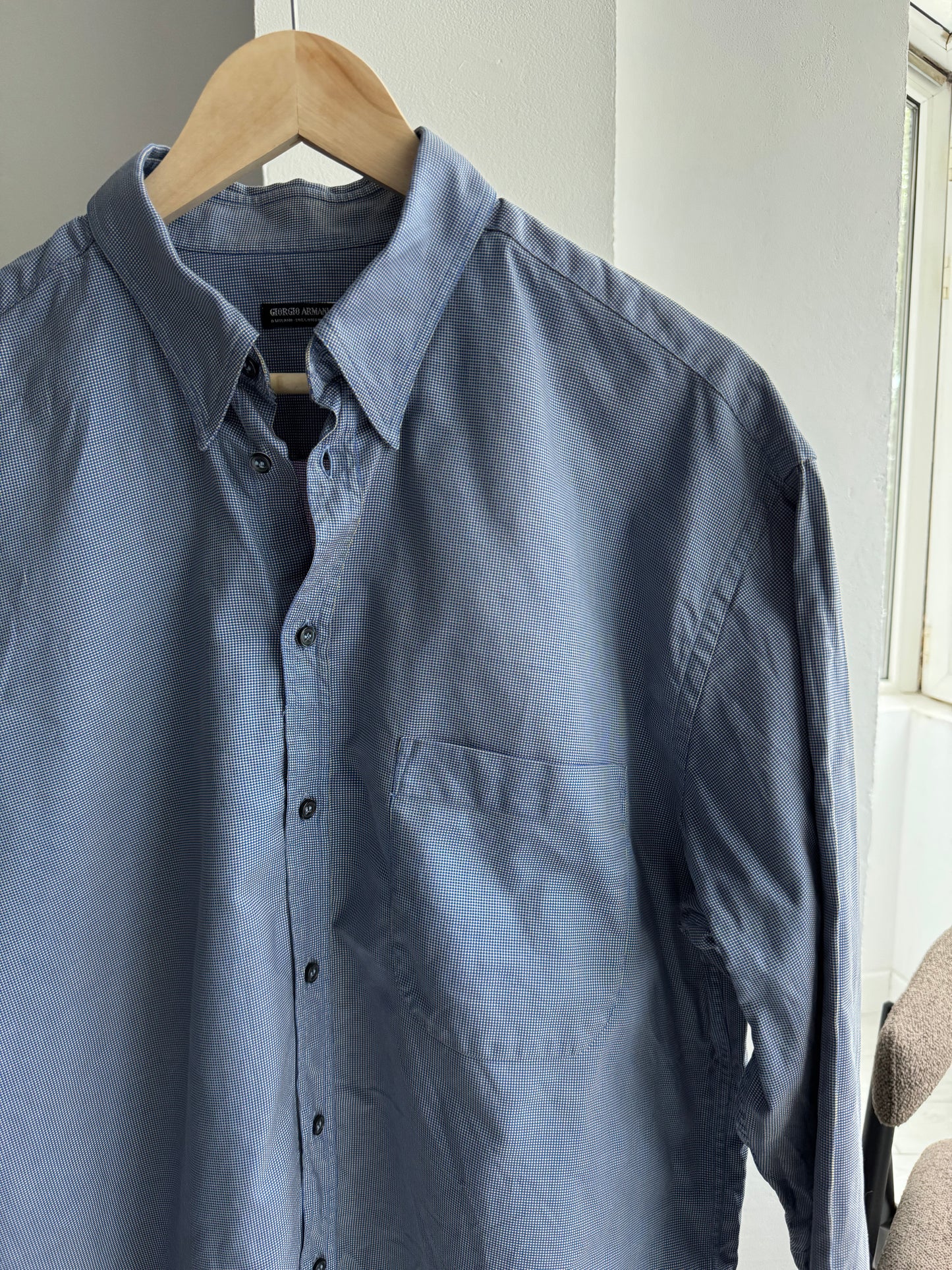 👔 Cămașă Texturată Giorgio Armani Vintage | Made in Italy | Relaxed Fit – L Bărbați