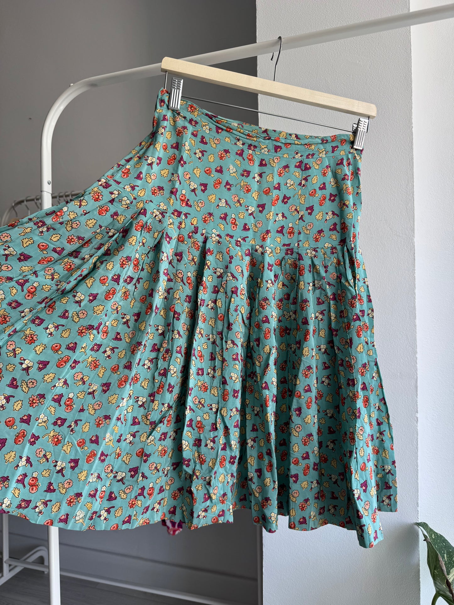 ☀️ Fustă Vintage Floral cu Print – Approx. XS–S Damă