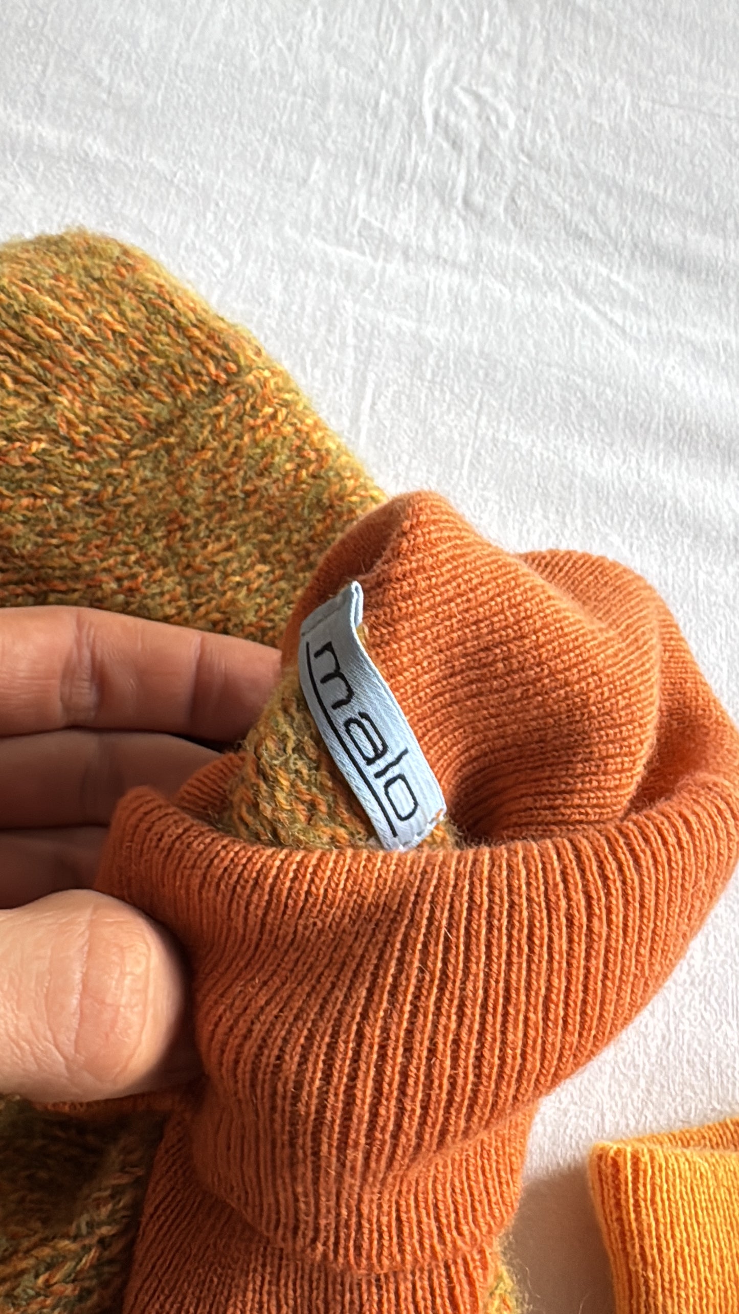 🧶 Pulover Vintage Damă Malo Portocaliu cu Guler Înalt din Cașmir și Lână Virgină – S