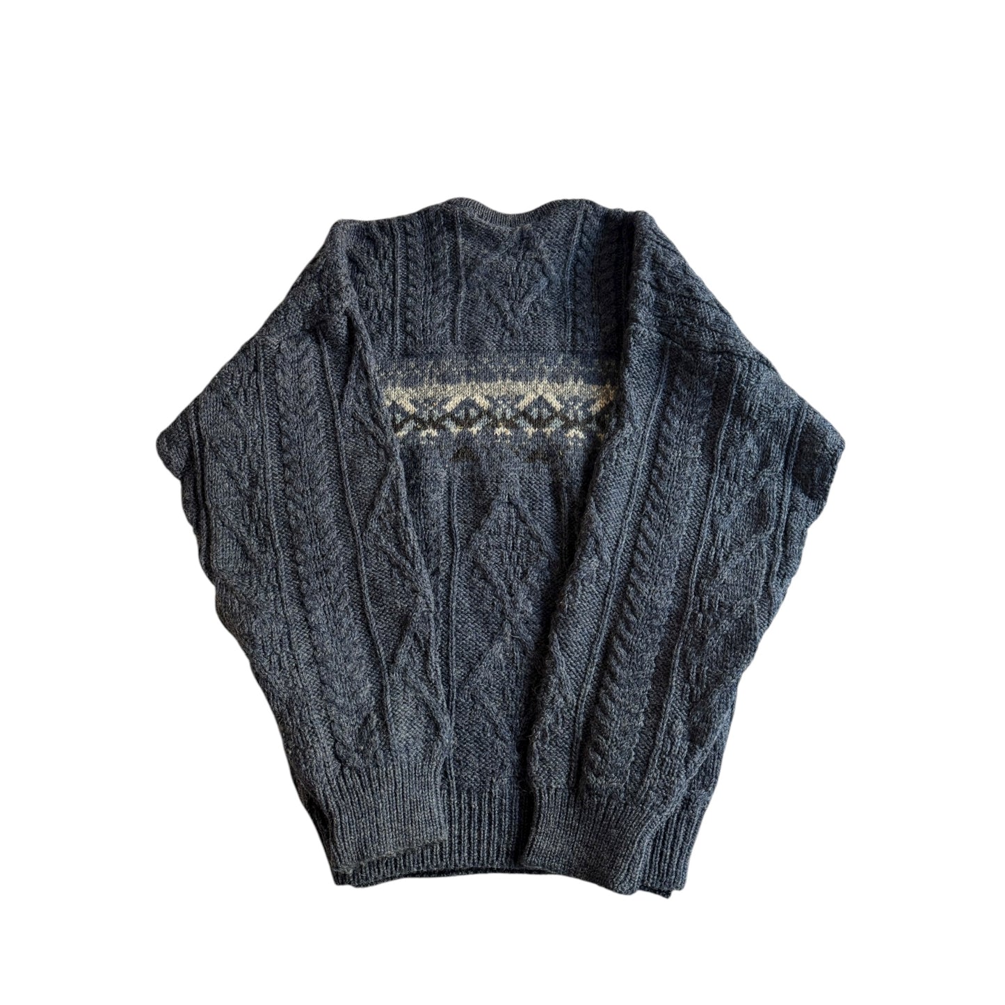 🧶 Pulover Vintage Tricot Gros Navy / Cable Knit (Mărime L)